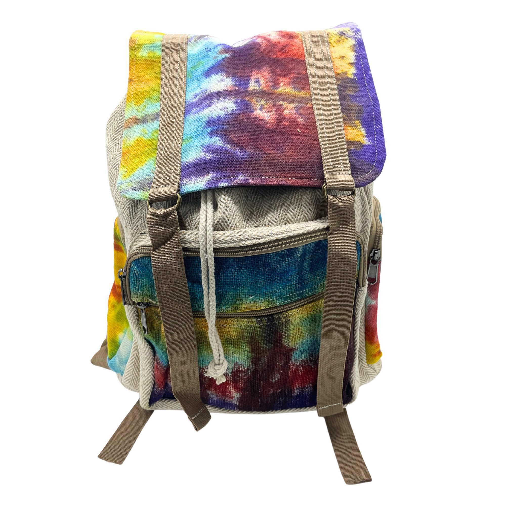 Bali-Homedecor Rucksack Großer quadratischer Rucksack aus Hanf- Batik