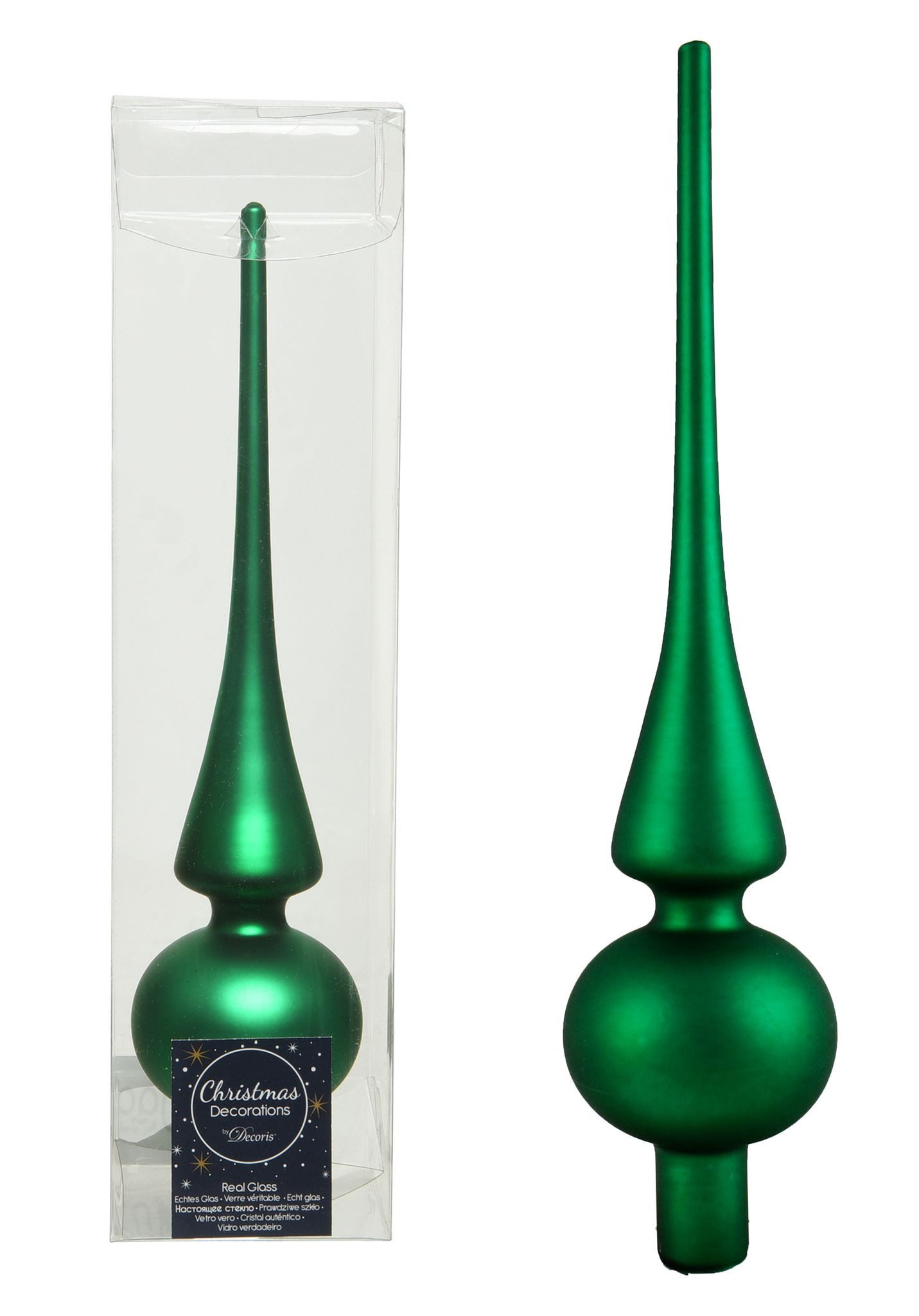 JACK Christbaumspitze Christbaumspitze Echt Glas 26 x 6 cm Matt Glanz Weihnachtsbaum Spitze, Baumspitze aus Echt Glas, inklusive praktischer Aufbewahrungsbox