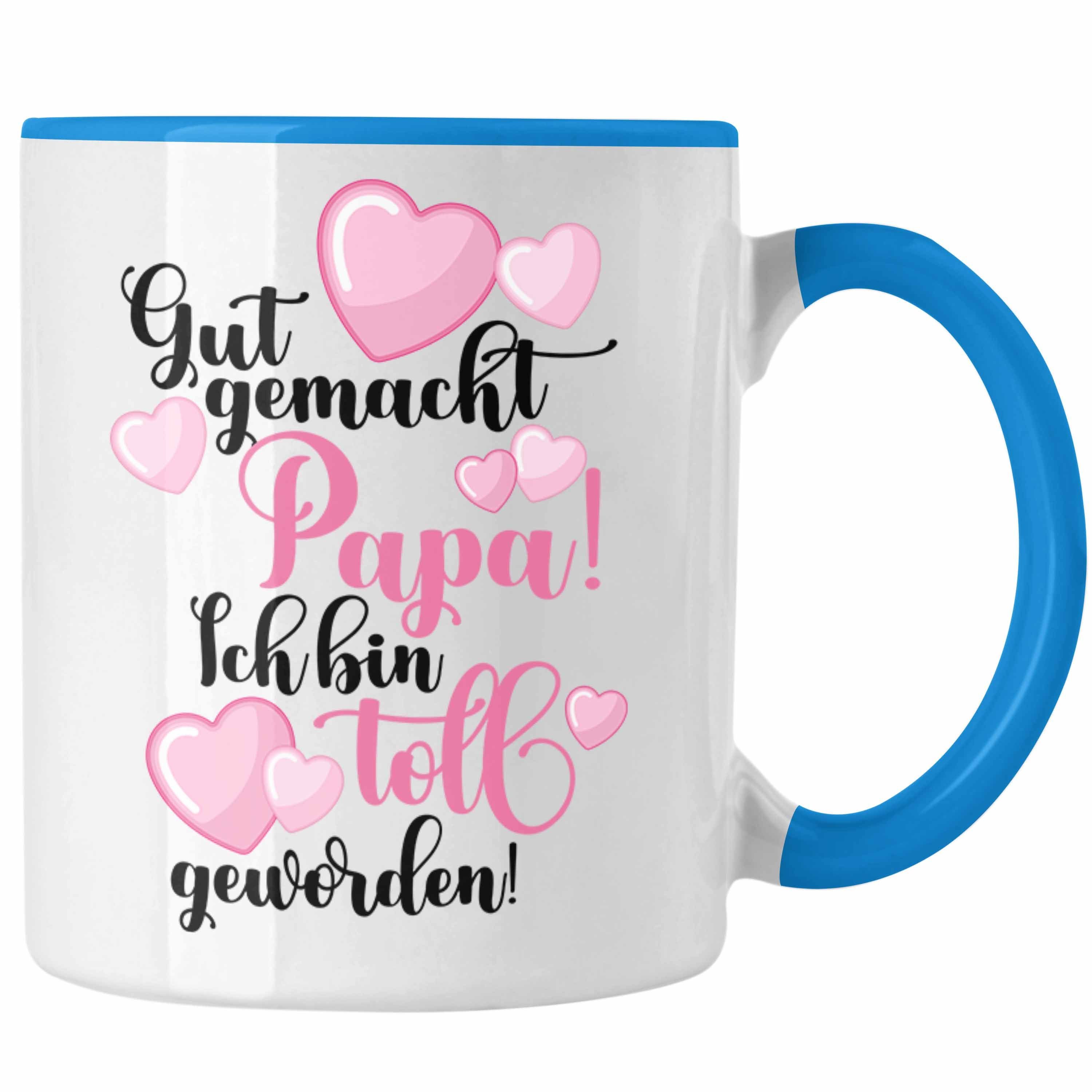 Trendation Tasse Trendation - Vater Geschenk Tasse Vatertag Geschenkidee Papa Geschenke von Tochter Lustige Tasse Blau