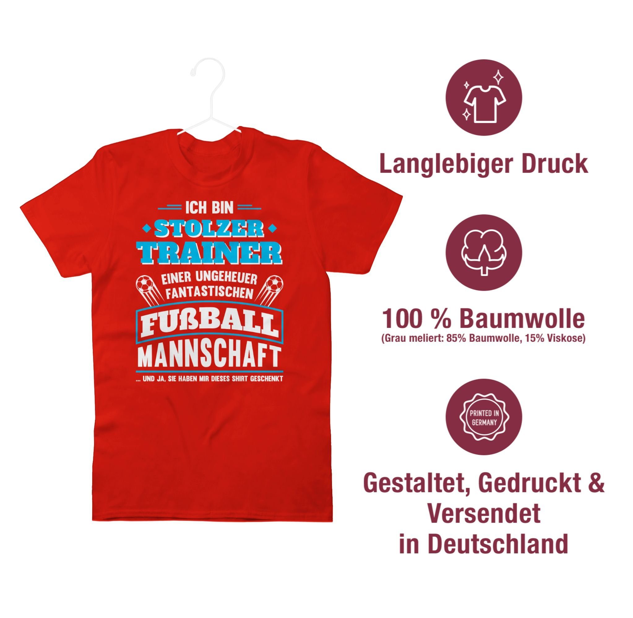 Stolzer einer Trainer EM 2024 Fussball fantastischen Shirtracer T-Shirt 3 Fußballmannschaft Rot