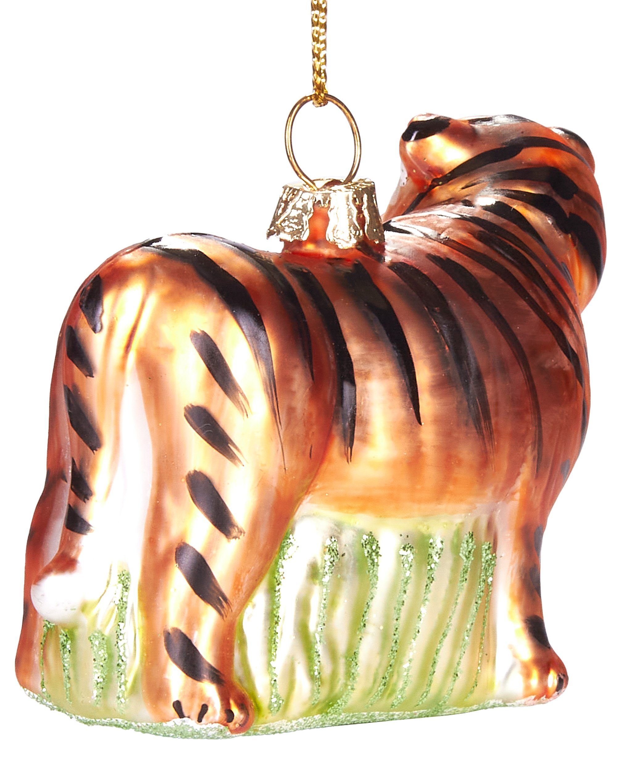 Mundgeblasene aus cm tierischer Weihnachtskugel Christbaumschmuck Majestätischer - handbemalt Glas, 7.5 BRUBAKER Weihnachtsschmuck-Anhänger Tiger,
