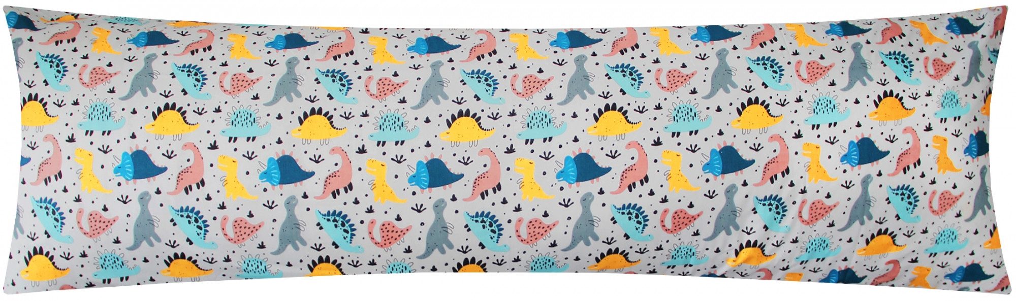Heubergshop Seitenschläferkissenbezug, (1 Stück), 40x145cm Dinos Dinosaurier Grau Bunt 100% Baumwolle Kinder (Dino-Grau)