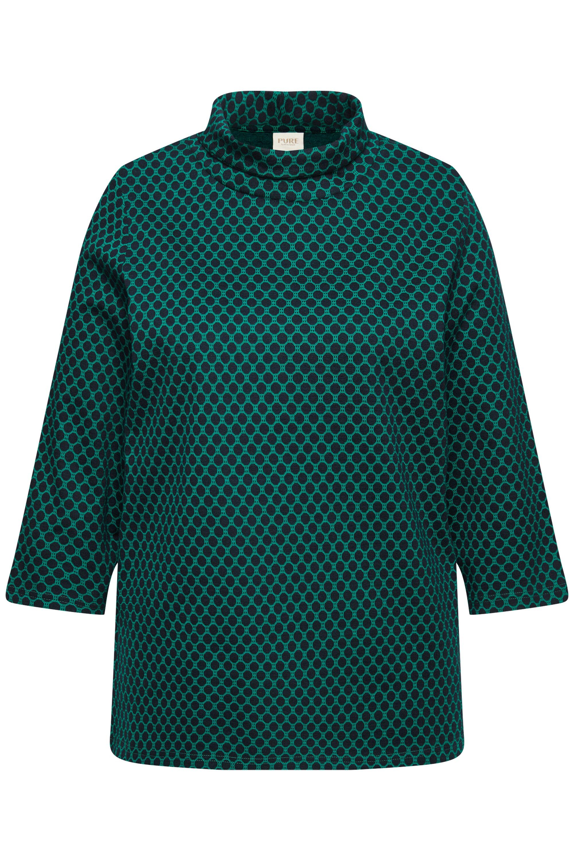 Ulla Popken Sweatshirt Sweatshirt Jacquard Stehkragen 3/4-Arm günstig online kaufen