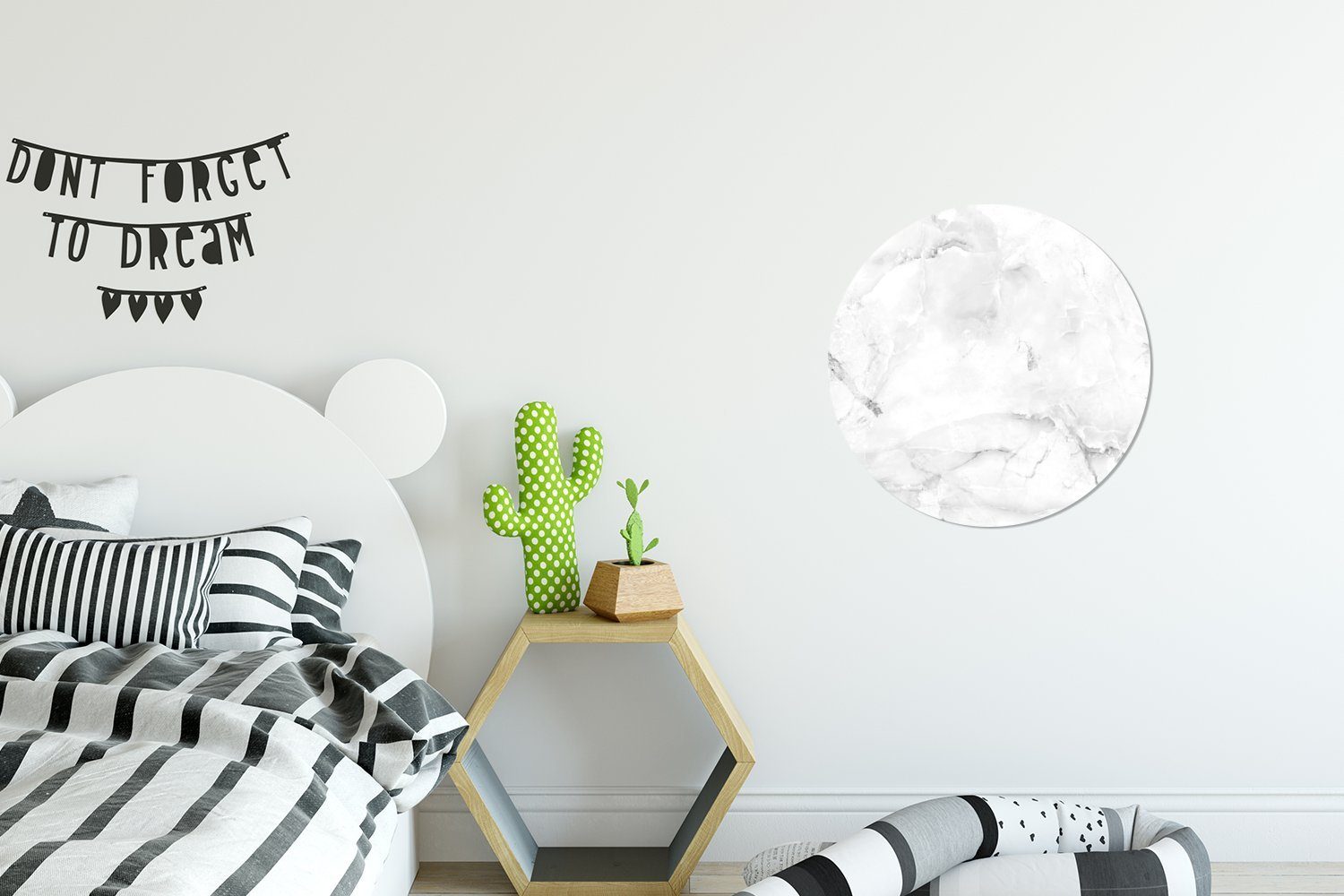 MuchoWow Wandsticker Marmor mit Perlmutt weiß schwarz für - (1 St), Tapetenkreis Wohnzimmer Rund, und Kinderzimmer, Tapetenaufkleber