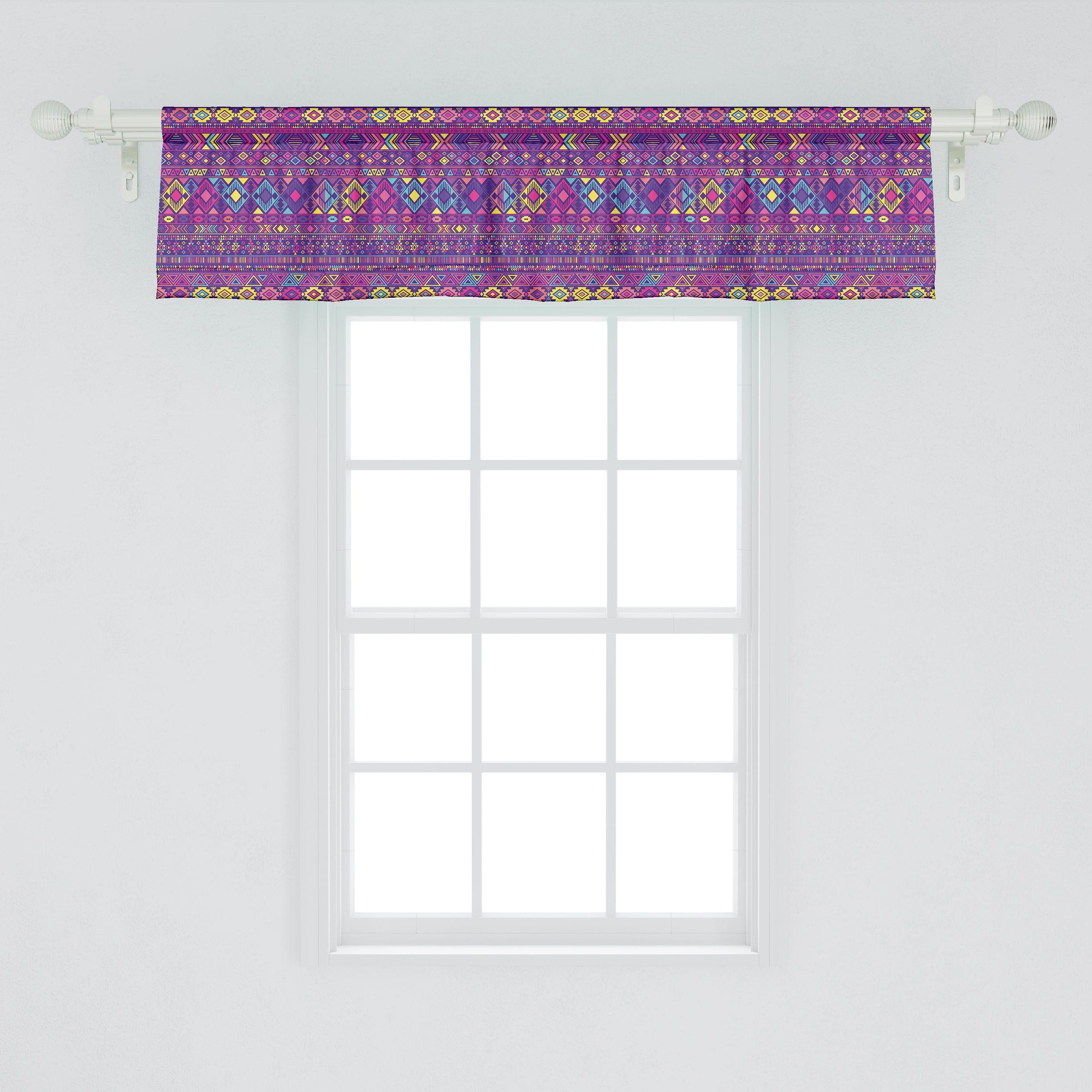 Peruanische Pattern Volant Scheibengardine Inspired Ethnisch mit Vorhang Stangentasche, Microfaser, für Schlafzimmer Dekor Küche Abakuhaus,