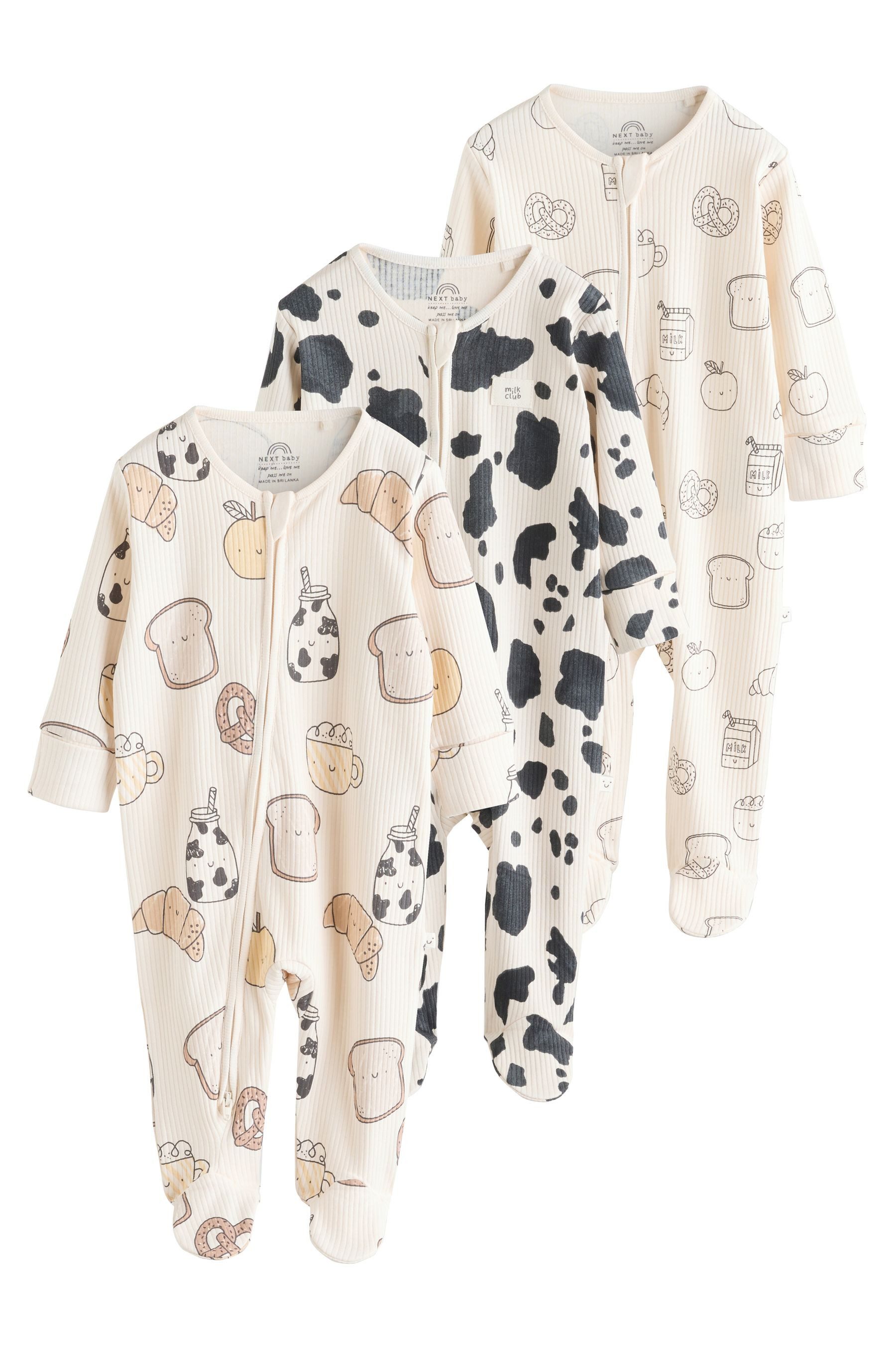 Next Schlafoverall Baby-Schlafanzüge mit Zwei-Wege-RV, 3er-Pack (3-tlg)