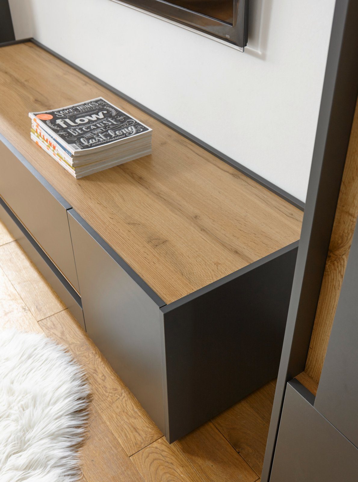 Furn.Design Couchtisch Center (in grau mit Eiche, 90 x 60 cm), mit Schublade und Stauraum