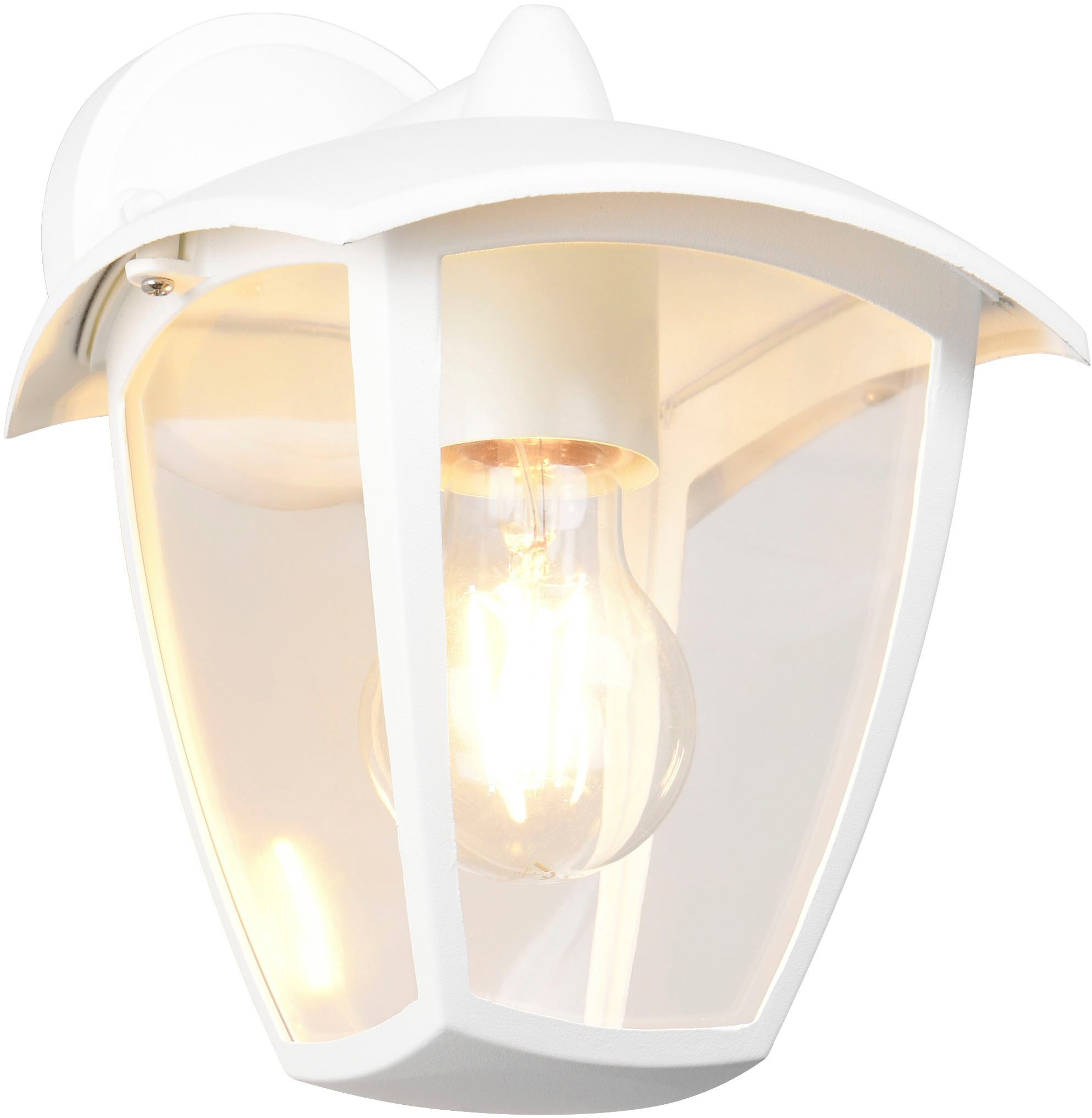 TRIO Leuchten Außen-Wandleuchte VENTA, Laterne Hauswand Fassadenbeleuchtung, exkl 1x E27 max 10W, IP44, Leuchtmittel wechselbar, warmweiß - kaltweiß, Wandlampe Laternen-Optik, abwärts gerichtet, Schirm Kunststoff