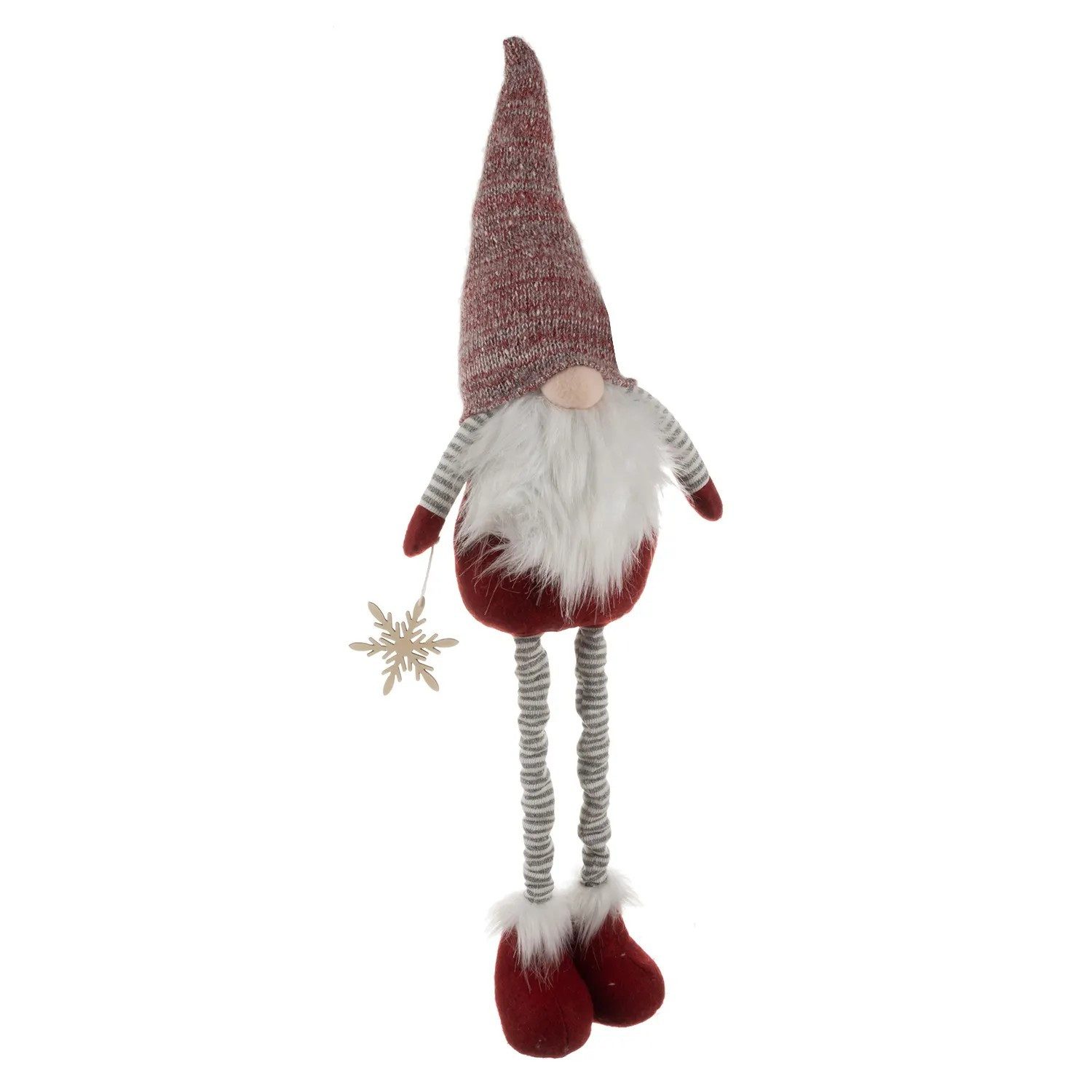 Ruhhy Weihnachtsfigur Wichtel Gnomfigur (Spar-Set, 1 St., 50-82 cm verstellbar), Teleskopbeine 50-82cm, formbarer Hut, mit Holz-Schneeflocke – Bild 5 von 5