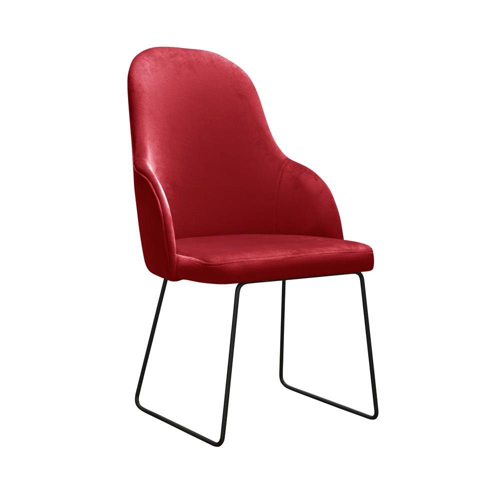 JVmoebel Stuhl, Moderne Lehnstühle Gruppe 4 Stühle Set Grüne Polster Armlehne Design Garnitur Rot