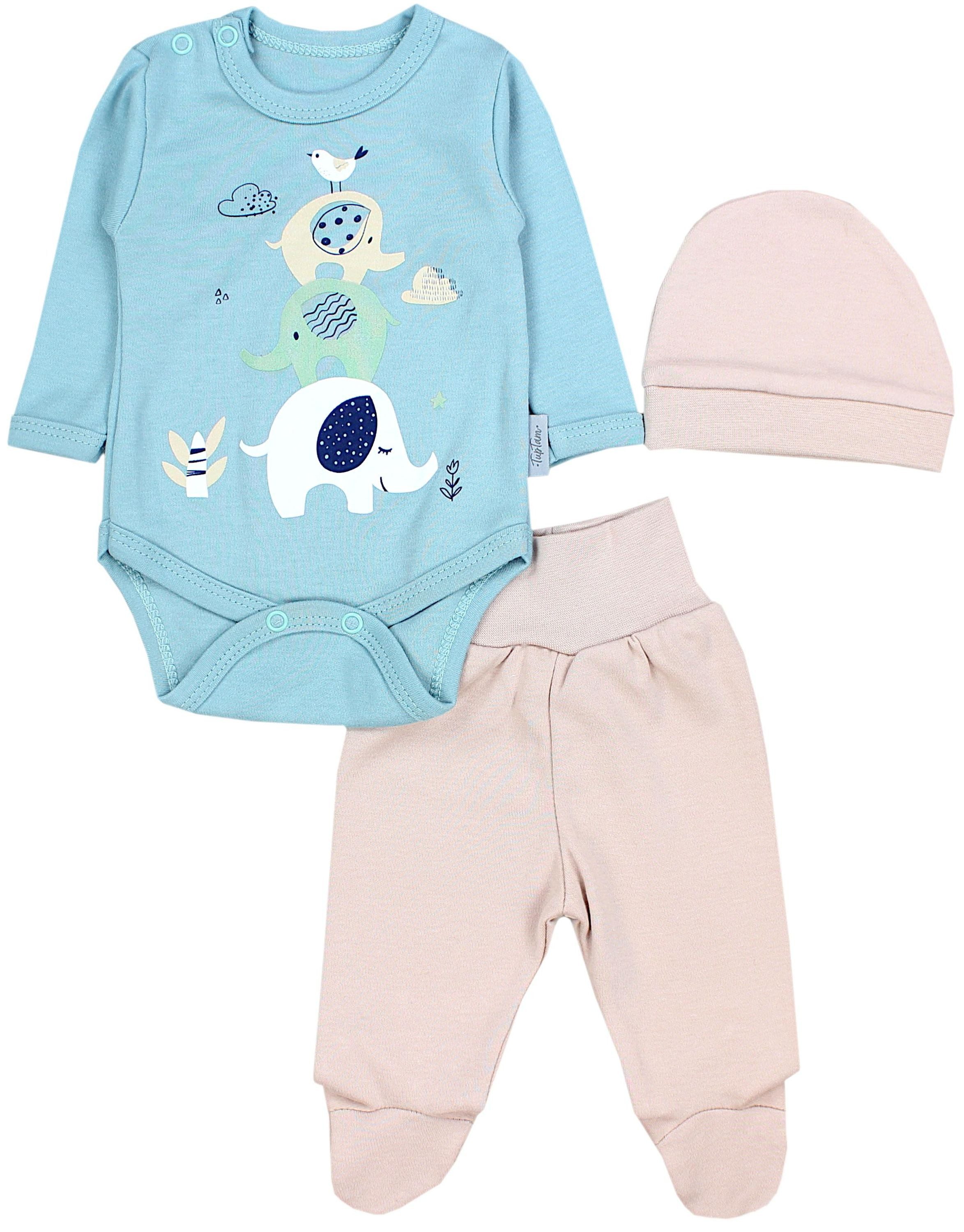 Langarmbody Baby Mädchen Jungen Bekleidungsset Langarmbody Hose Mütze mit Spruch