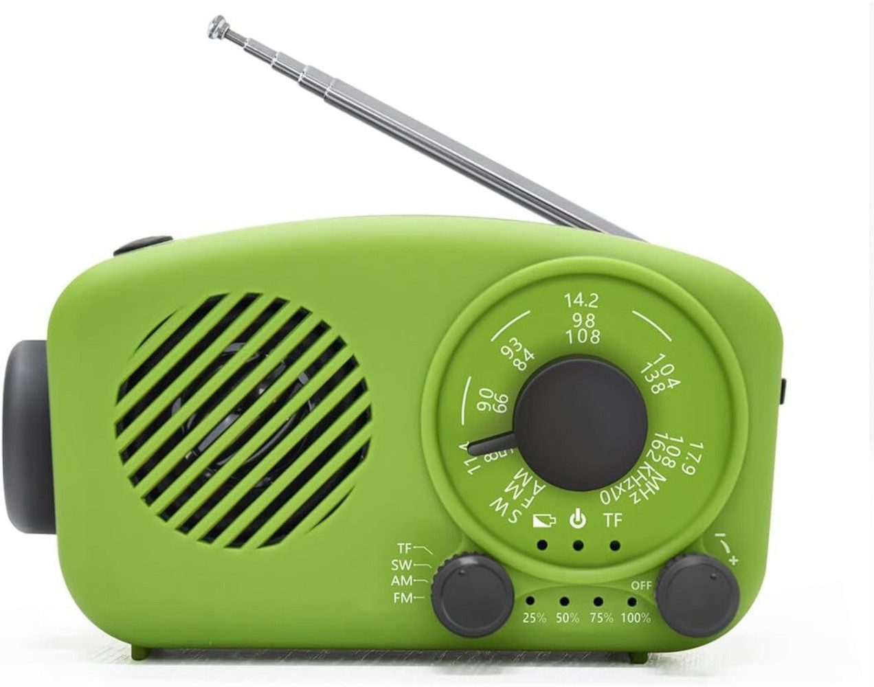 Adler Tragbare Solar Power Bank Radio 2000mAh LED Taschenlampe Grün Notfallradio (AM/FM/WB, 2000 mAh Akku für lange Nutzung)