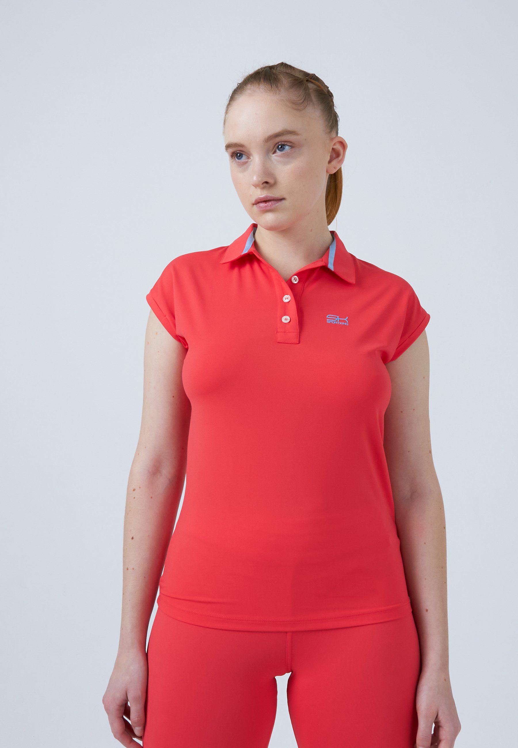 SPORTKIND Funktionsshirt Golf Polo & Mädchen Loose-Fit Shirt Damen pfirsich
