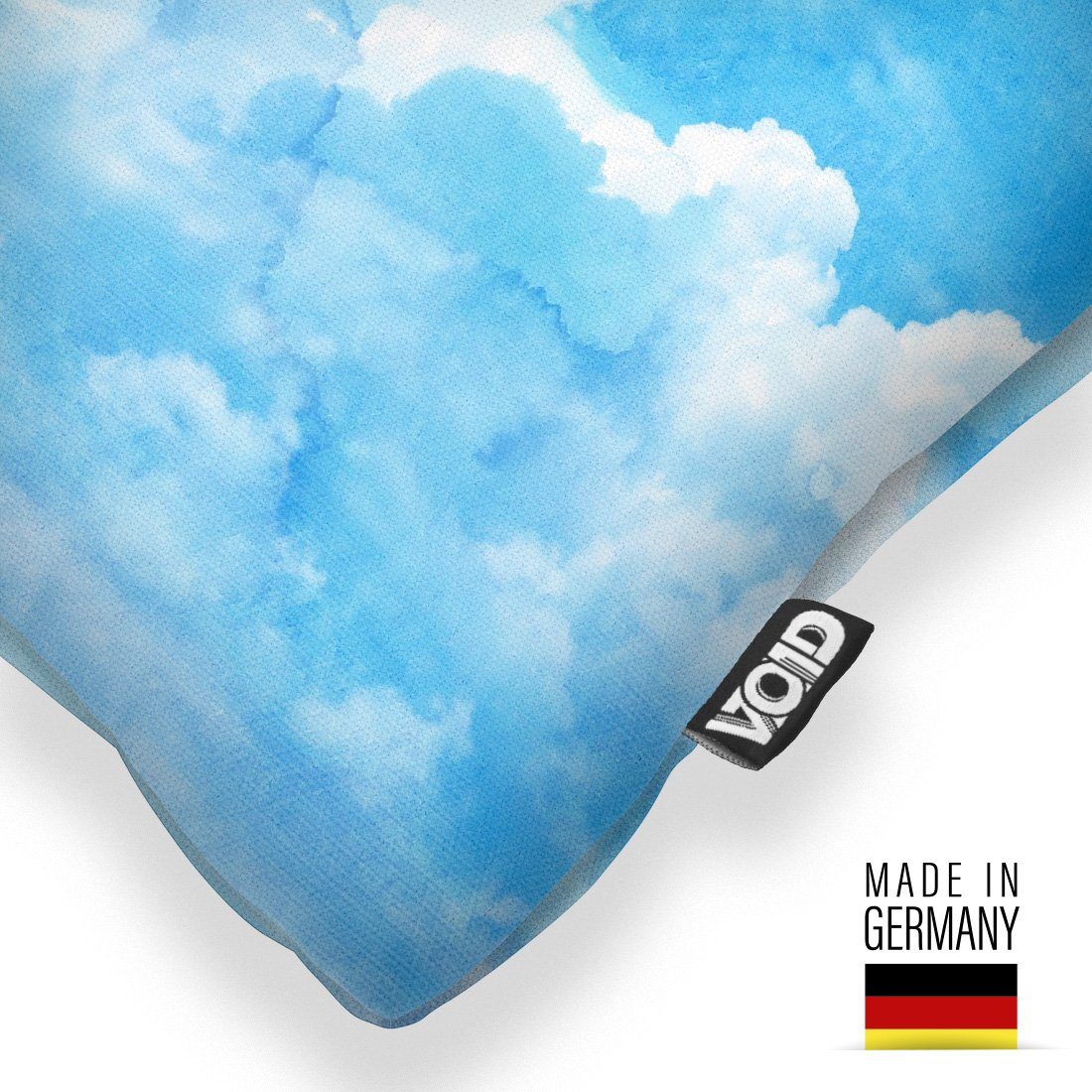 Kissenbezug, VOID Sofa-Kissen Frühling Baden Wasserfarben Fliegen Wolken Garten Natur (1 Sommer Gemälde Stück), Wetter Schwimmbad Reisen