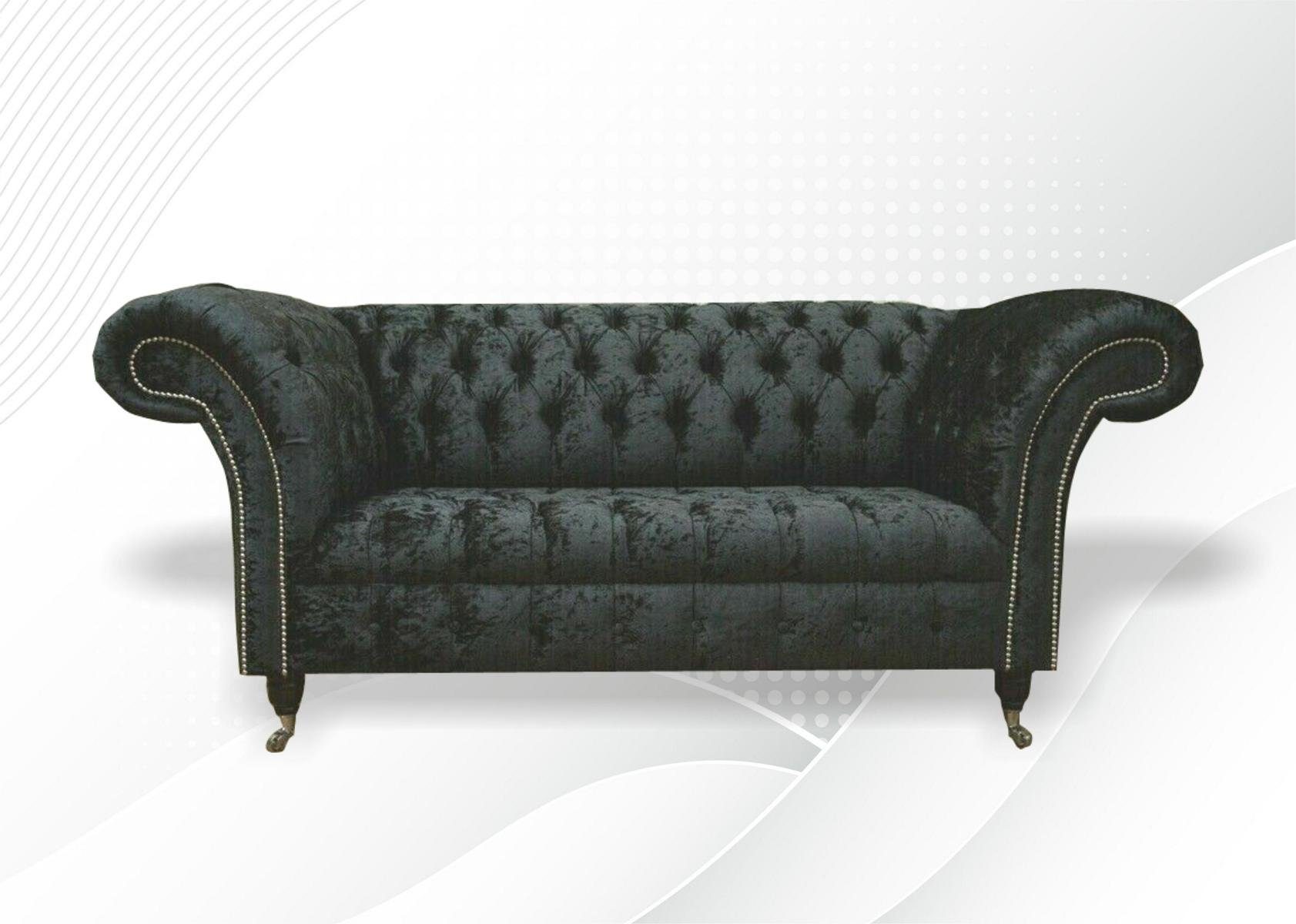 JVmoebel Chesterfield-Sofa, Chesterfield Samt Club Couch Polster 2 Sitzer design Textil Sofa