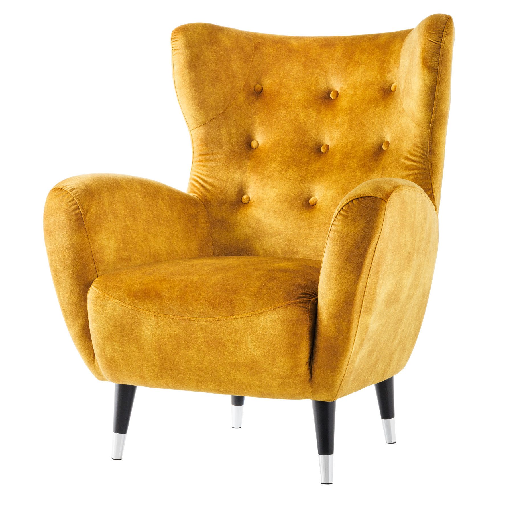 riess-ambiente Ohrensessel DON senfgelb/silber · Ohrensessel mit Fußkappen günstig online kaufen