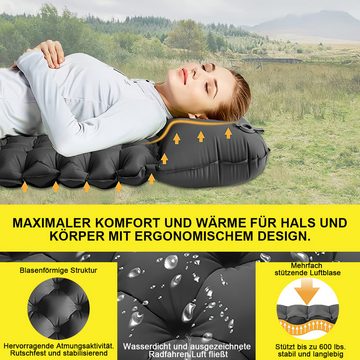 GOOLOO Isomatte Luftmatratze Selbstaufblasende Schlafmatten für Camping Luftbett, (für Rucksacktourismus, Wandern, Reisen, (Doppelbett mit Campinglampe + Augenmaske + Ohrstöpsel), mit integrierter Fußpumpe, aufblasbare Schlafmatte