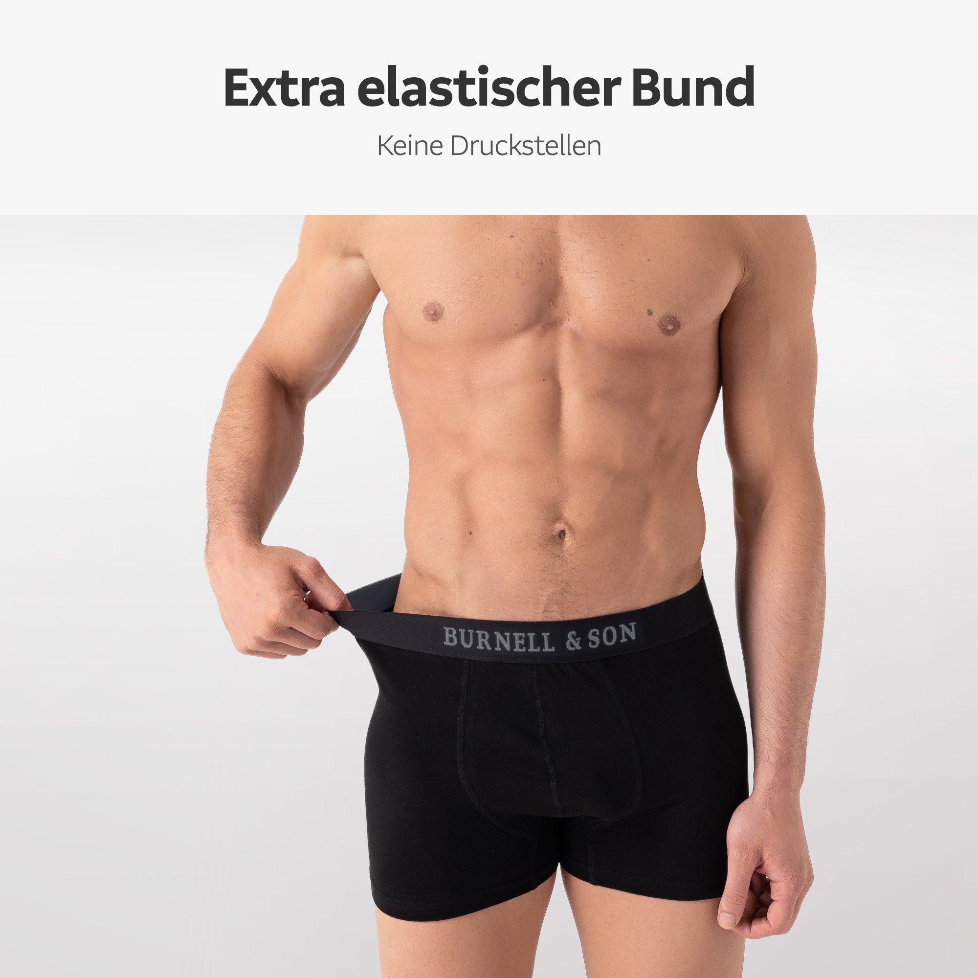 Burnell & Son Boxershorts Unterhosen aus Baumwolle für Herren Männer (Packung, Set, Spar-Pack, Spar-Packung, Spar-Set, 5-St., 5er-Pack) mit Komfortbund