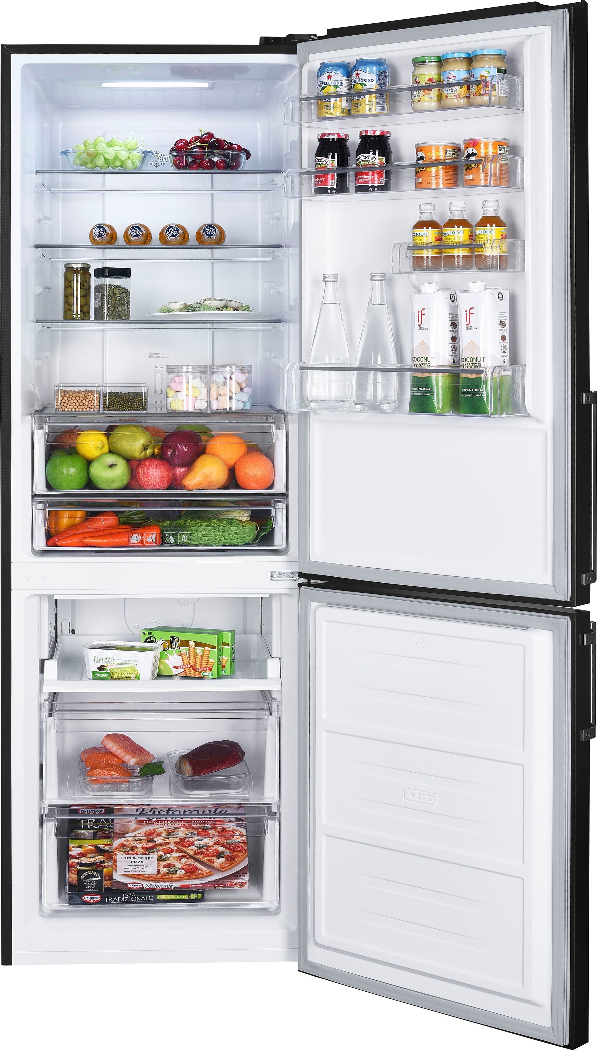 Hanseatic Kühl-/Gefrierkombination HKGK19560CNFDBI, 195 cm hoch, 60 cm breit, Schnellgefrierfunktion, Eco-Modus, NoFrost, Display, Türalarm