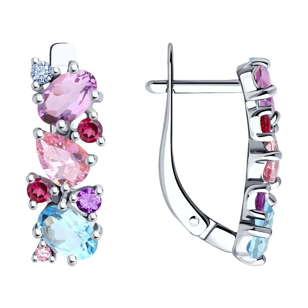 Secretforyou Creolen-Set Ohrringe Creolen Silber Amethyst Topas Korund Steinmix