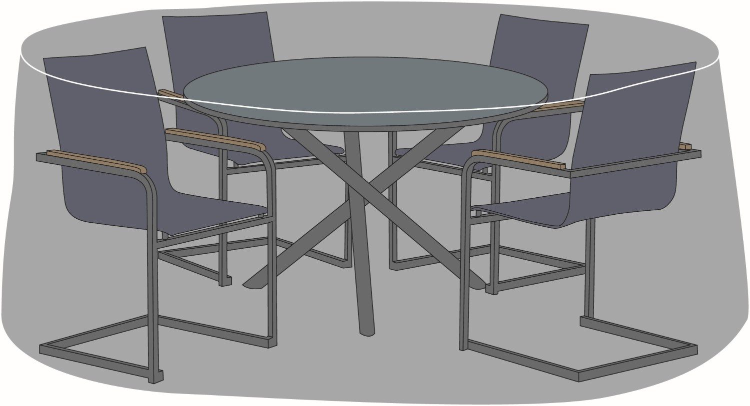 deVries Gartenmöbel-Schutzhülle Prestige Protect rund ⌀ 200 x 94 cm - dunkelgrau, UV-beständig, witterungsbeständig, atmungsaktives Polyestergewebe