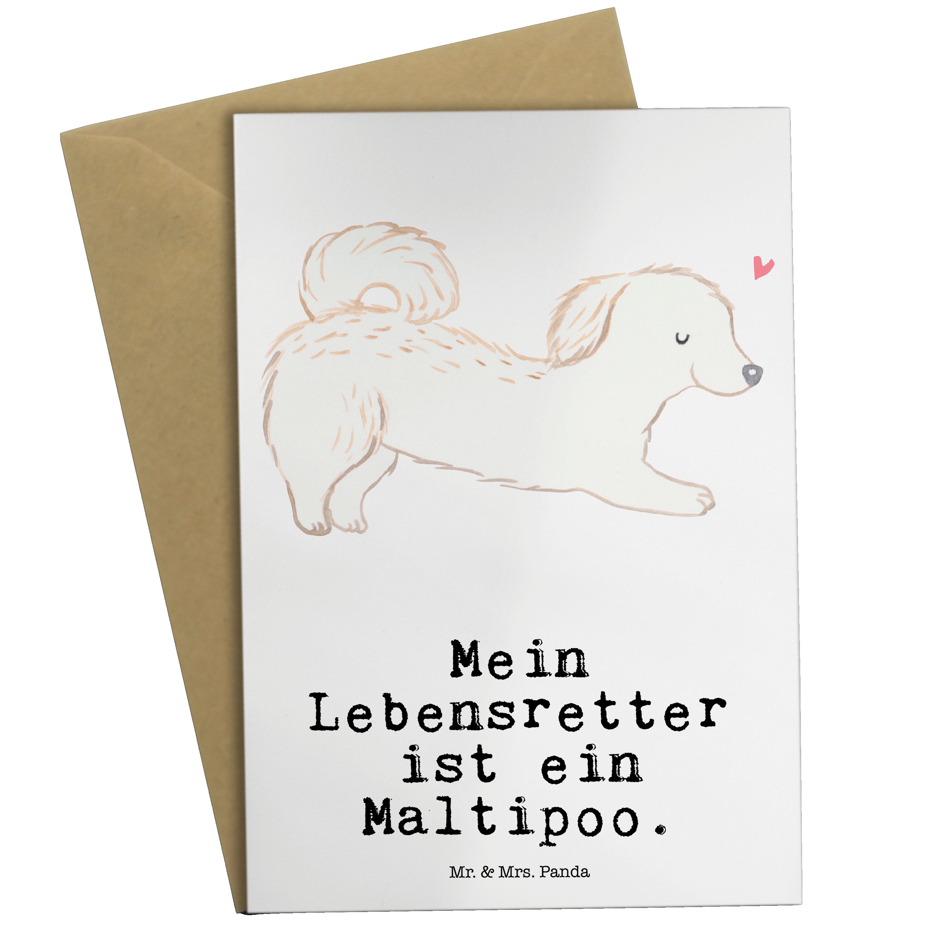 Mr. & Mrs. Panda Grußkarte Maltipoo Lebensretter - Weiß - Geschenk, Glückwunschkarte, Kreuzung