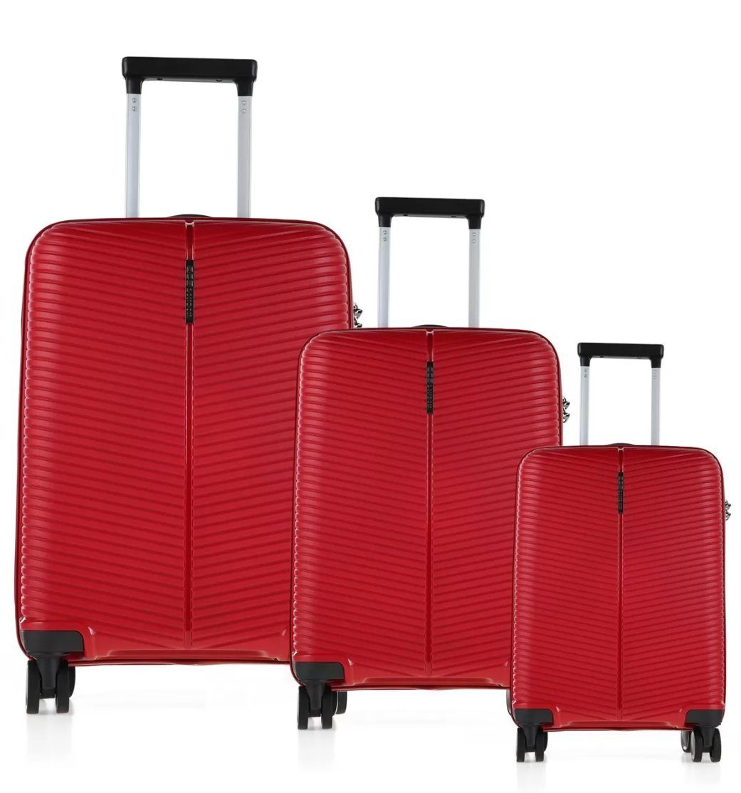 CCS Kofferset, (3 - teilig, Koffer großen Koffer) Handgepäck Rot + mittleren 