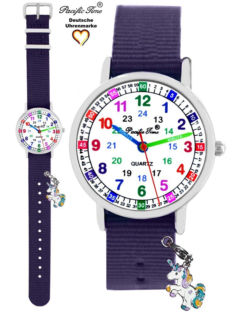 mit Versand Charms, violett Time Match und Gratis Lernuhr Wechselarmband Armbanduhr Quarzuhr - Einhorn Mix Pacific Kinder Design