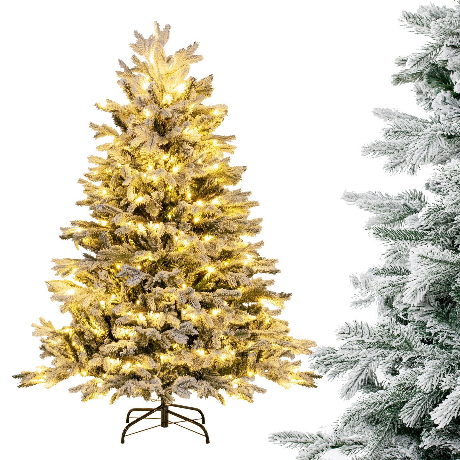 COSTWAY Künstlicher Weihnachtsbaum, mit Schnee, 200 LEDs & 688 Zweigspitzen