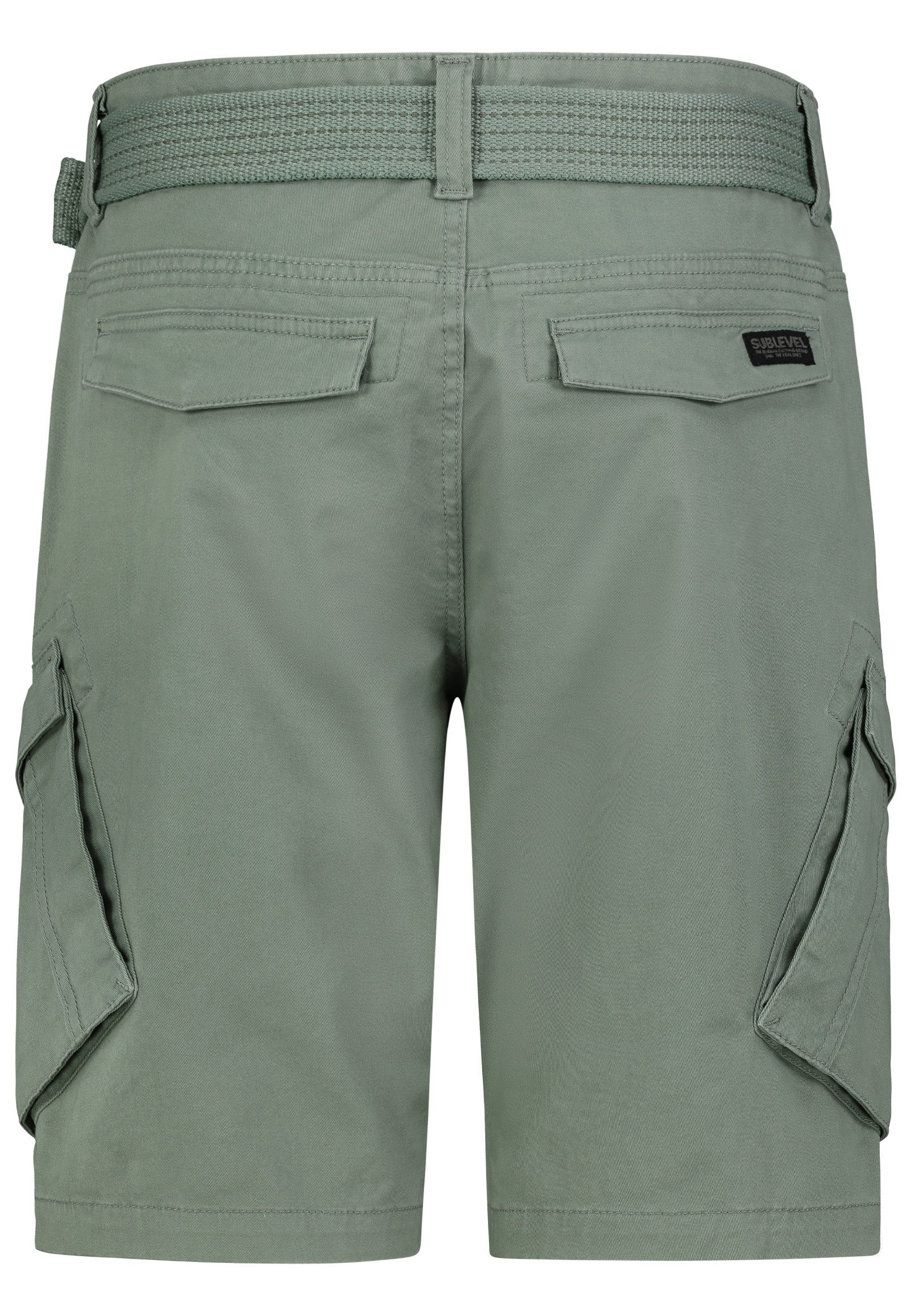 SUBLEVEL Cargoshorts Cargo mit Gürtel und Design Taschen für Herren Baumwolle Regular Fit unifarben atmungsaktiv Reißverschluss
