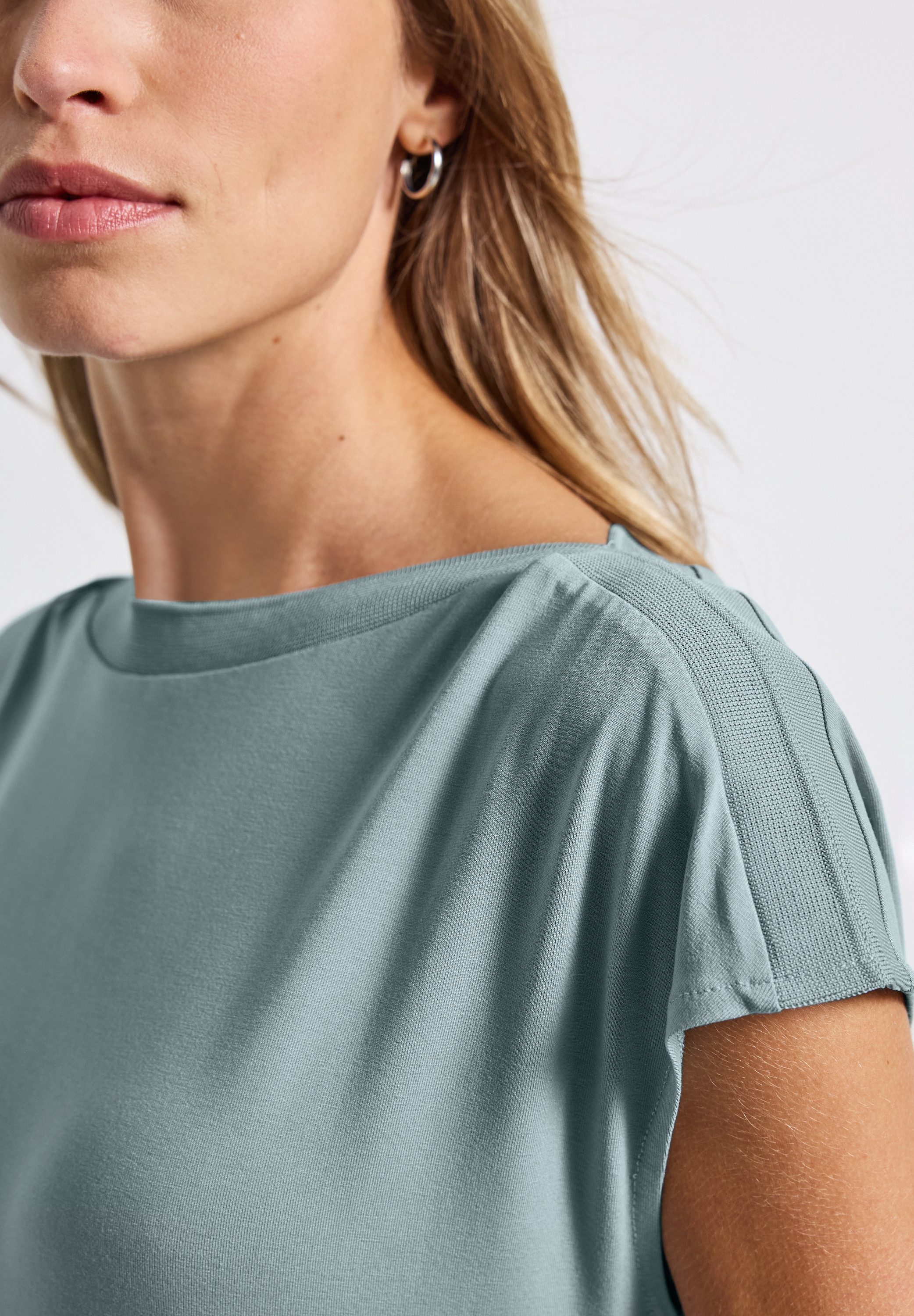 STREET ONE T-Shirt U-Boot Shirt mit Rippdetail günstig online kaufen