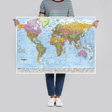 Close Up Poster Weltkarte Poster Flaggen 2019 - MAPS IN MINUTESÙ 91,5 x 61