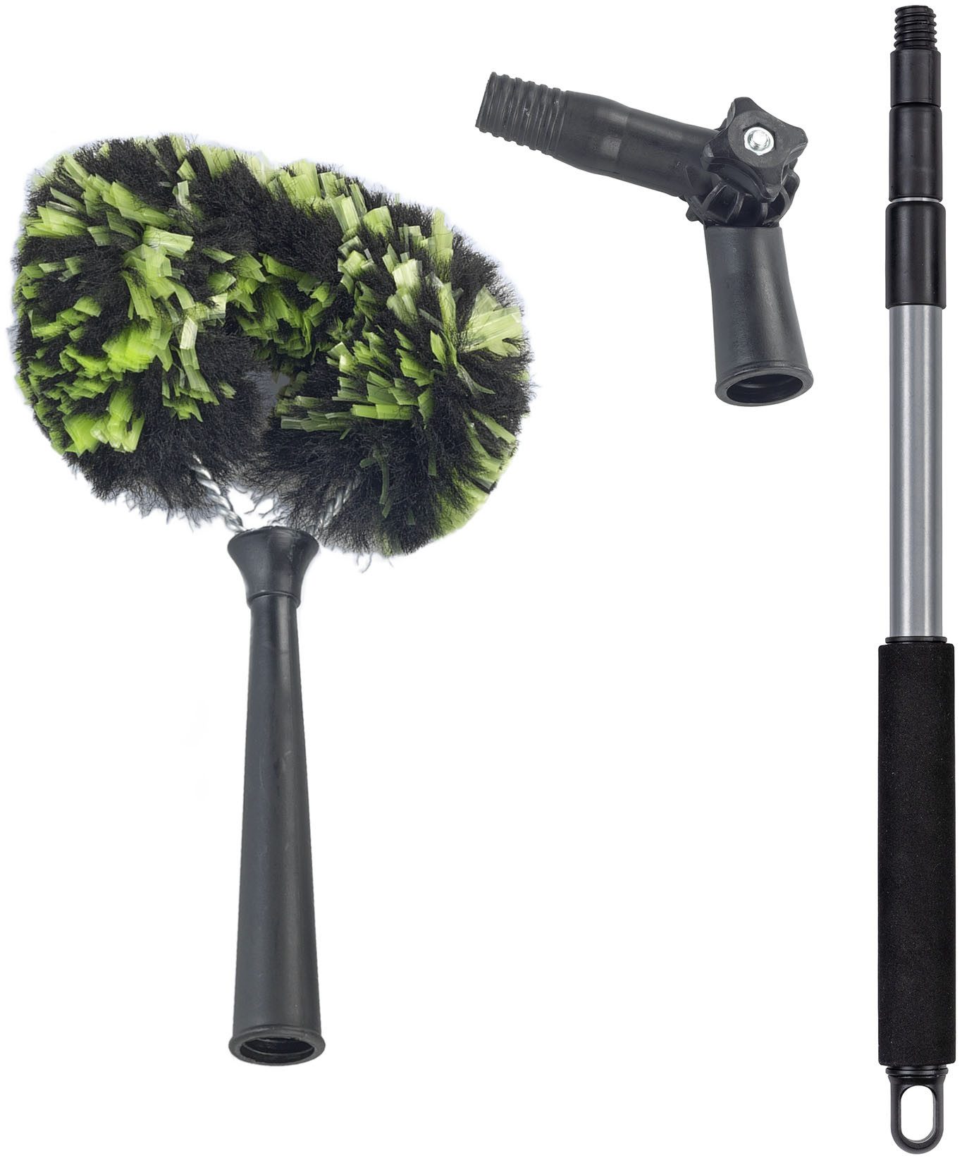 Maximex Staubwedel 3in1, Eck-Staubbürste, Teleskopstiel & Knickgelenk, Trocken- & Nassreinigung
