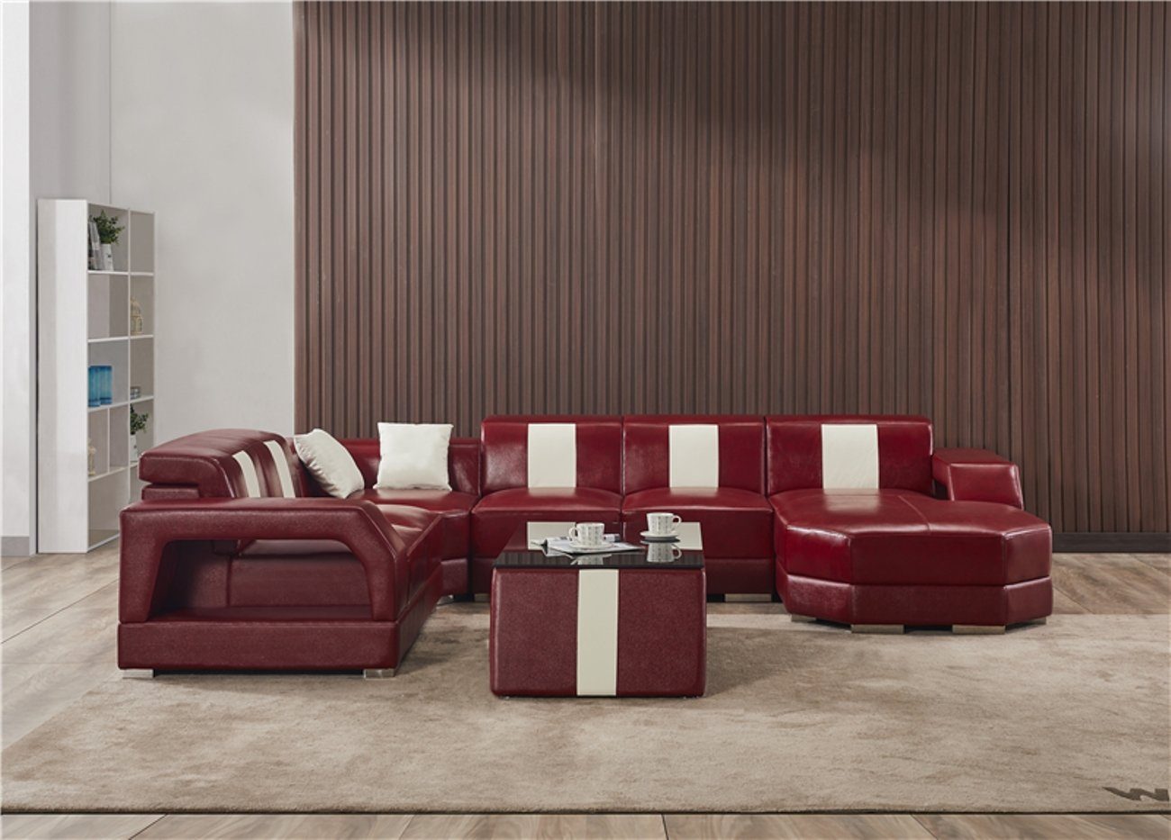 Eck Ecksofa Ecke Rot Polster Garnitur Design Sofa in Made JVmoebel Couch Sitz Couch Europe Luxus,