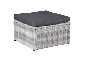 dasmöbelwerk Gartenlounge-Set Gartenlounge Ecksofa Balkonset Manila mit Tisch + Hocker weiß-grau, individuell stellbar