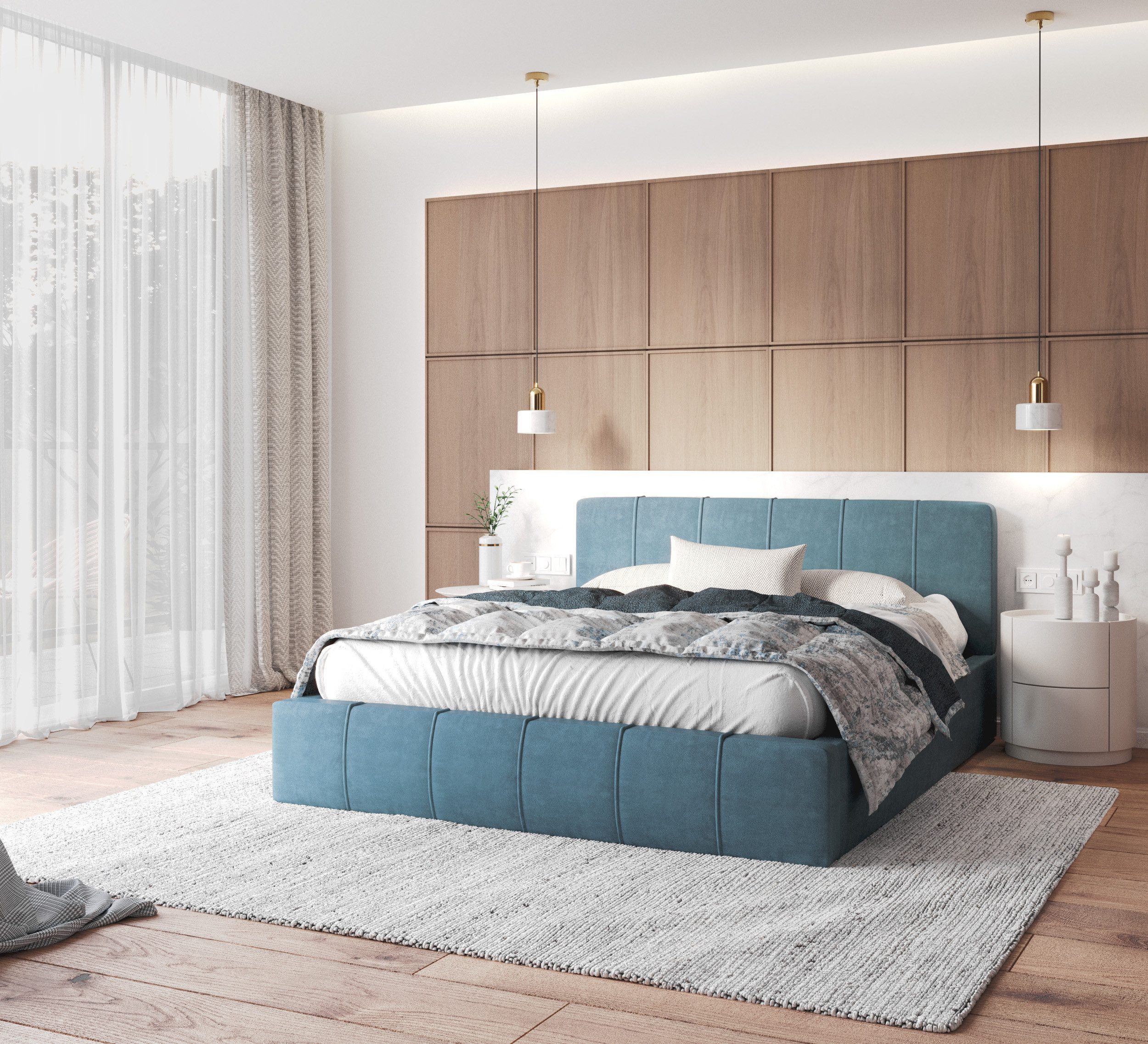 thematys Polsterbett mit Bettkasten & Lattenrost + viel Stauraum 120x200–180x200cm - Samt (Optional mit 28 cm H3/H4 Taschenfederkern oder 23 cm Taschenfederkern-Matratze H2, hydraulisches Stauraumbett)