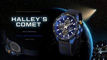 Vostok Europe Chronograph 320E694 Halley´s Comet Limited Edition Herrenuhr Lederband Blau 47 mm