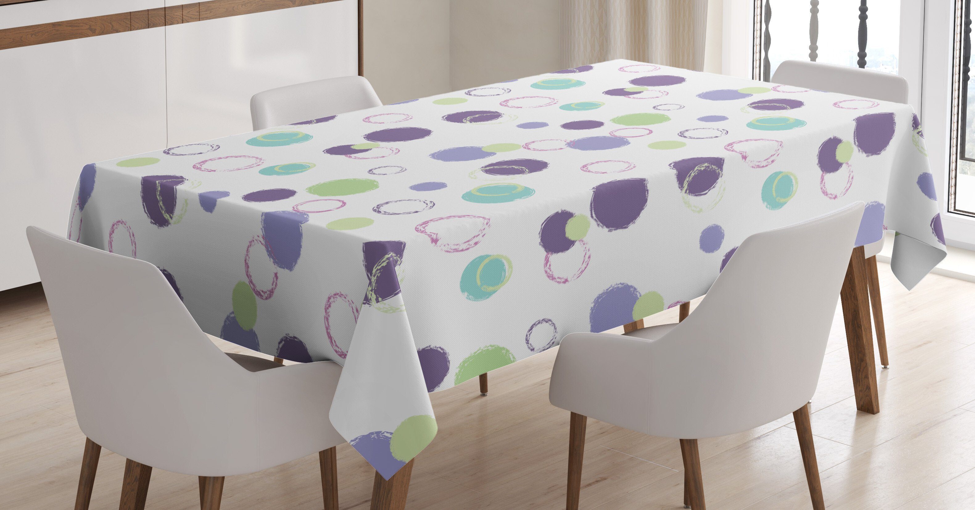 Abakuhaus Tischdecke Farbfest Waschbar Für den Außen Bereich geeignet Klare Farben, Pastell Bicolor Runden auf Plain