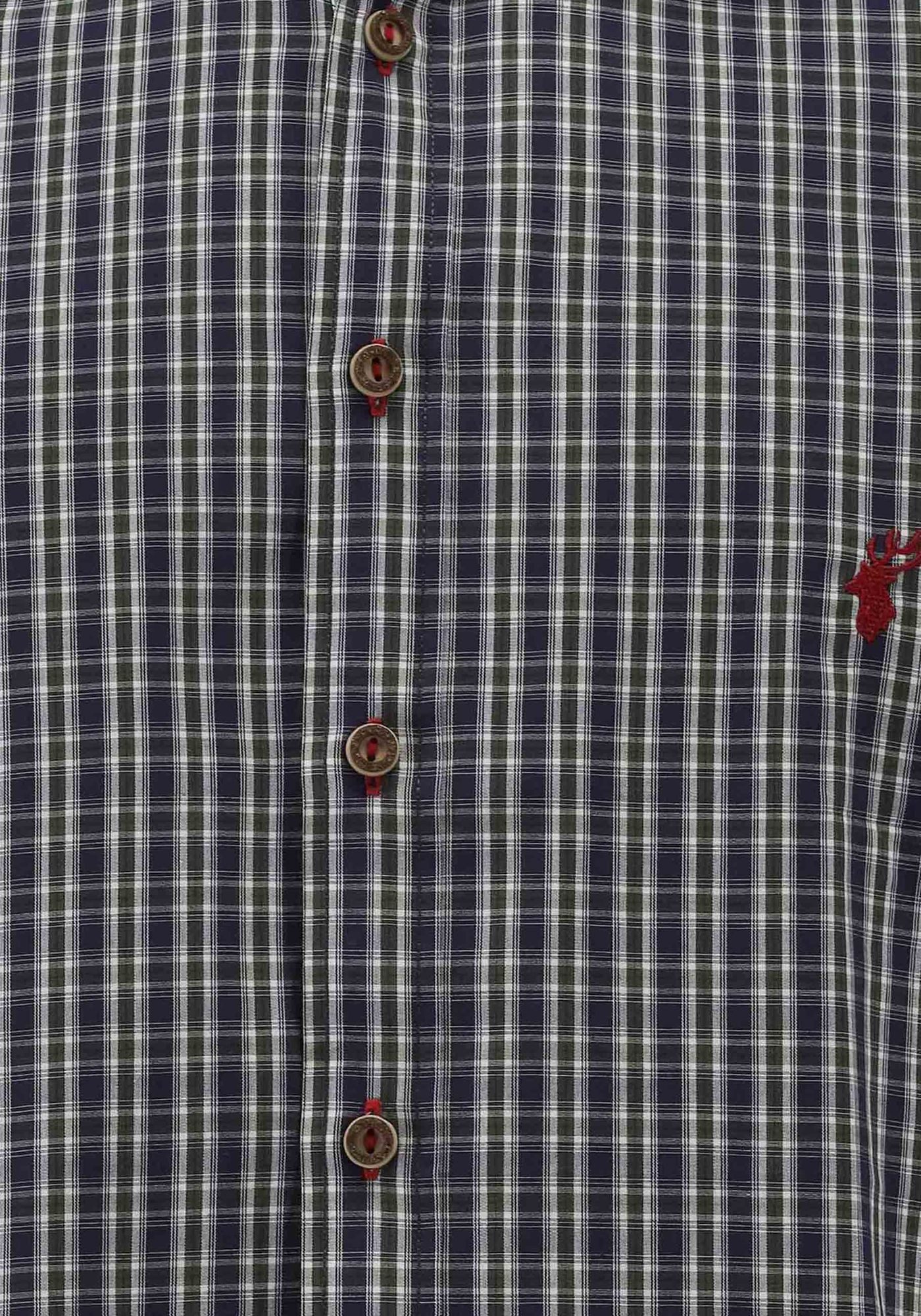 OS Trachten Trachtenhemd Wenara Slim Fit, Haifischkragen, Stick auf Vorderteil, Kontrastverarbeitung