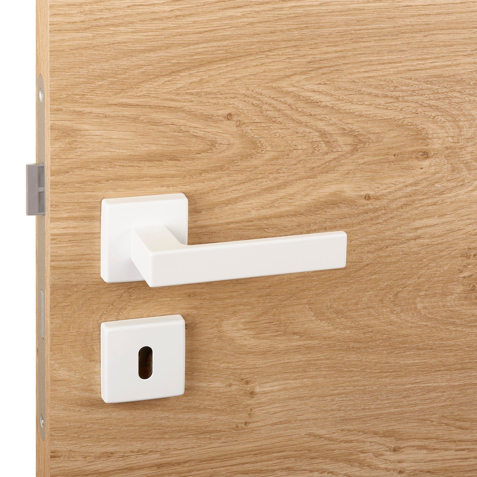 SO-TECH® Drückergarnitur Türdrücker CUBE weiß 120 x 22 mm Vierkant 8 x 8 mm, Buntbart Türgarnitur für Zimmertür Rosettengarnitur