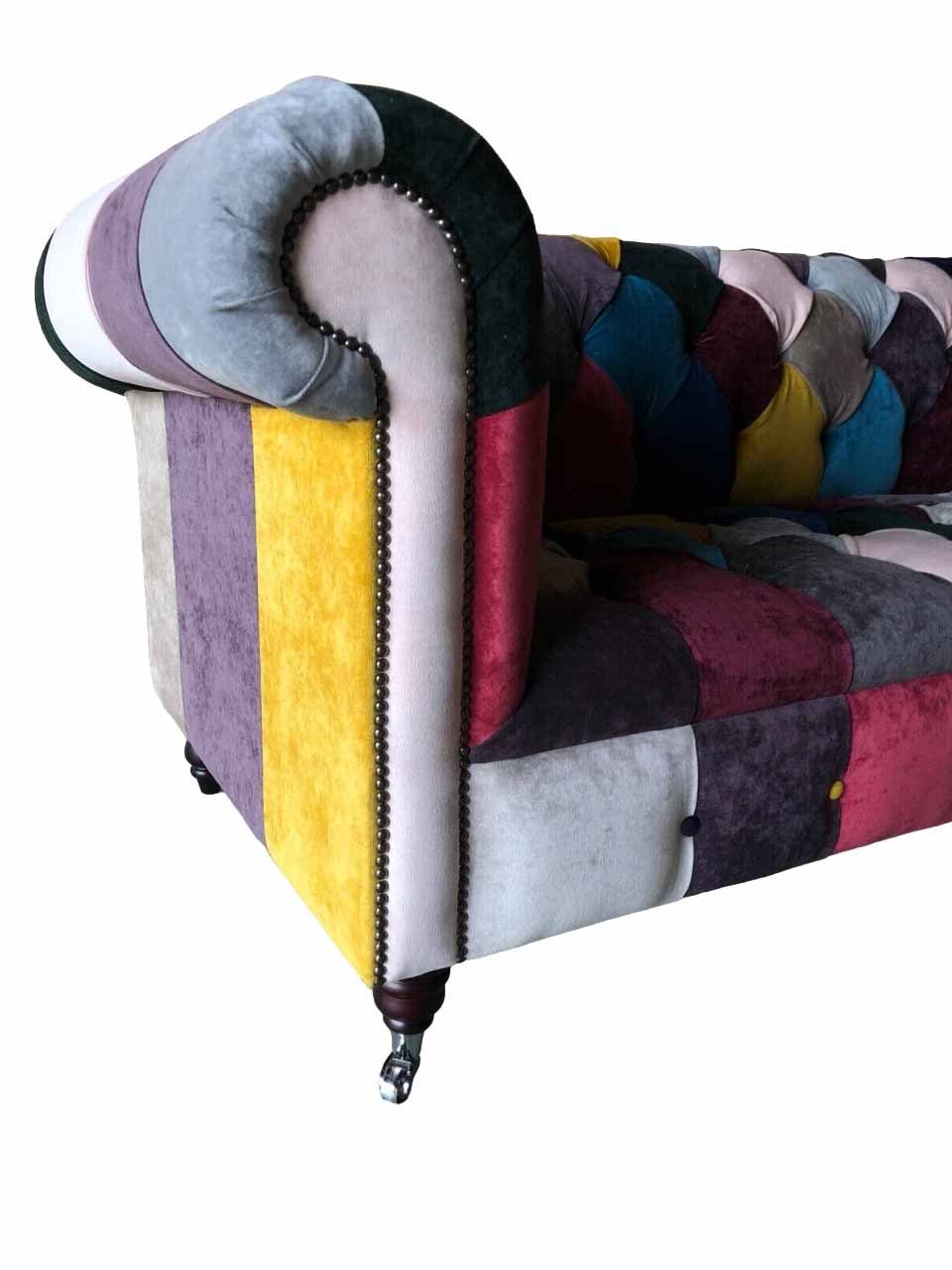 Sofa Chesterfield-Sofa Made Neu, Europe Chesterfield Wohnzimmer Designer in 3-Sitzer Bunter Couch JVmoebel