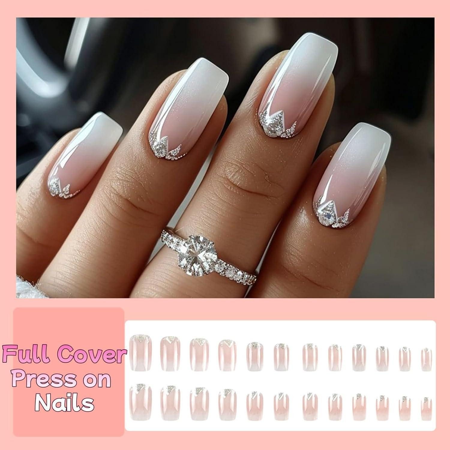 LuxusKollektion Kunstfingernägel Falsche Nägel 24 Stück Gradient Gradient Diamond 1 ml (1er Pack) – Bild 3 von 5