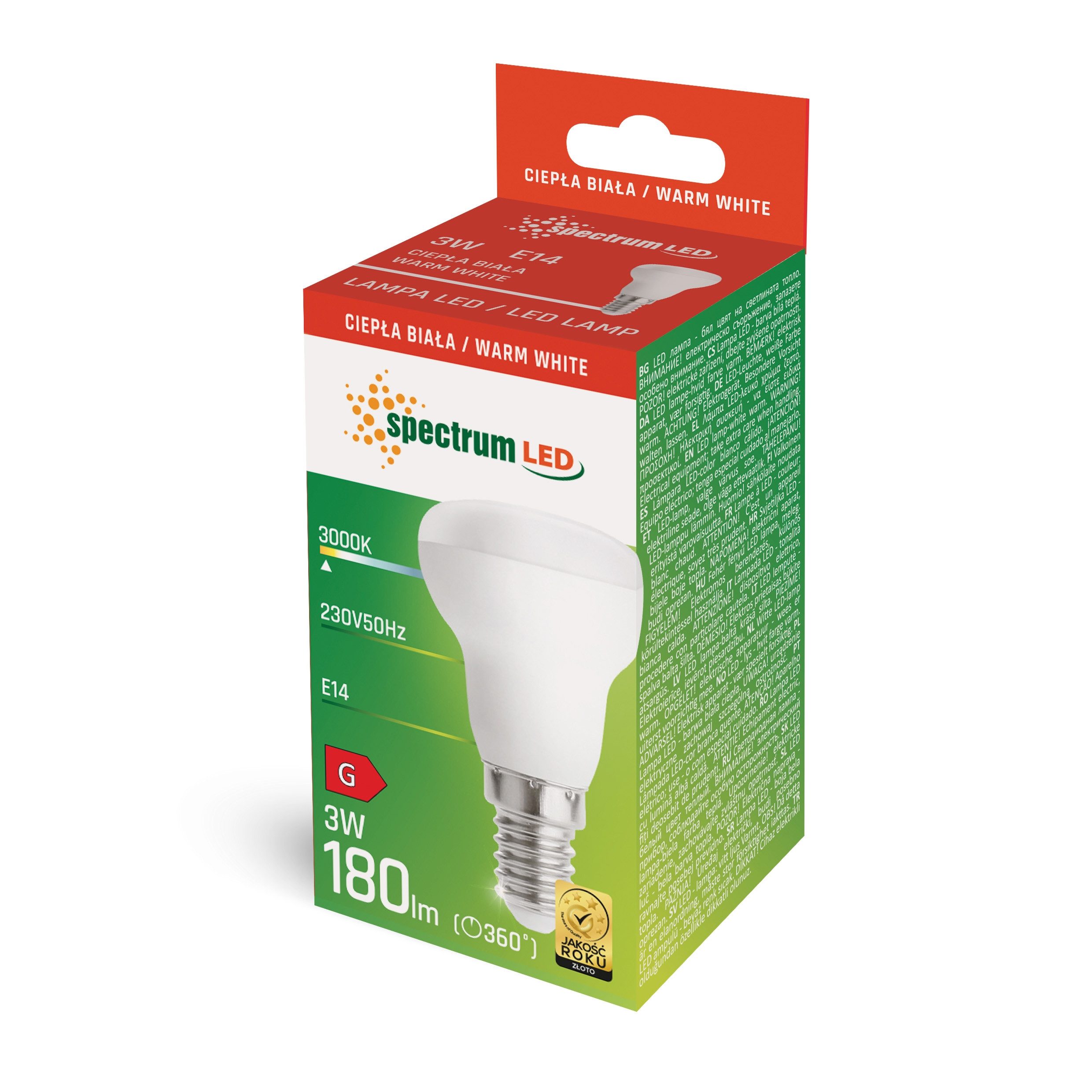 Spectrum LED-Leuchtmittel Spectrum LED E14 R39 Pilzform 3W 120° 180lm 230V Warmweiß 3000K, E14, Warmweiß, Pilzform