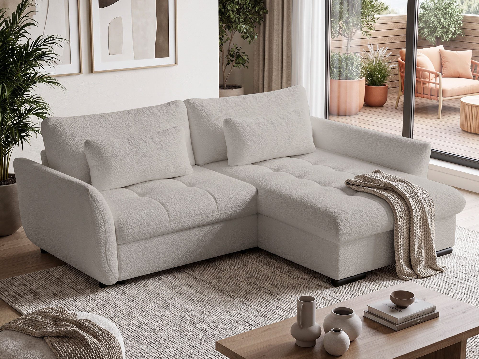 Beautysofa Ecksofa Caro, Lieferung beinhaltet die Einbringung in die Wohnung, 240 cm Corner Sofa, stilvoll Wohnzimmerecke, Bettfunktion