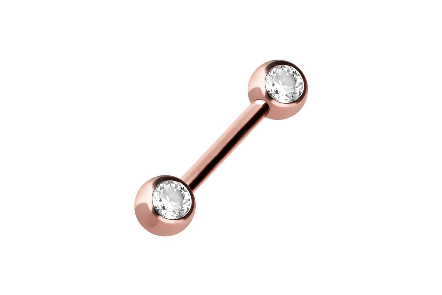 PIERCINGLINE Brustwarzenpiercing Chirurgenstahl Barbell SEITLICHE KRISTALLE (Barbells, 1-tlg)