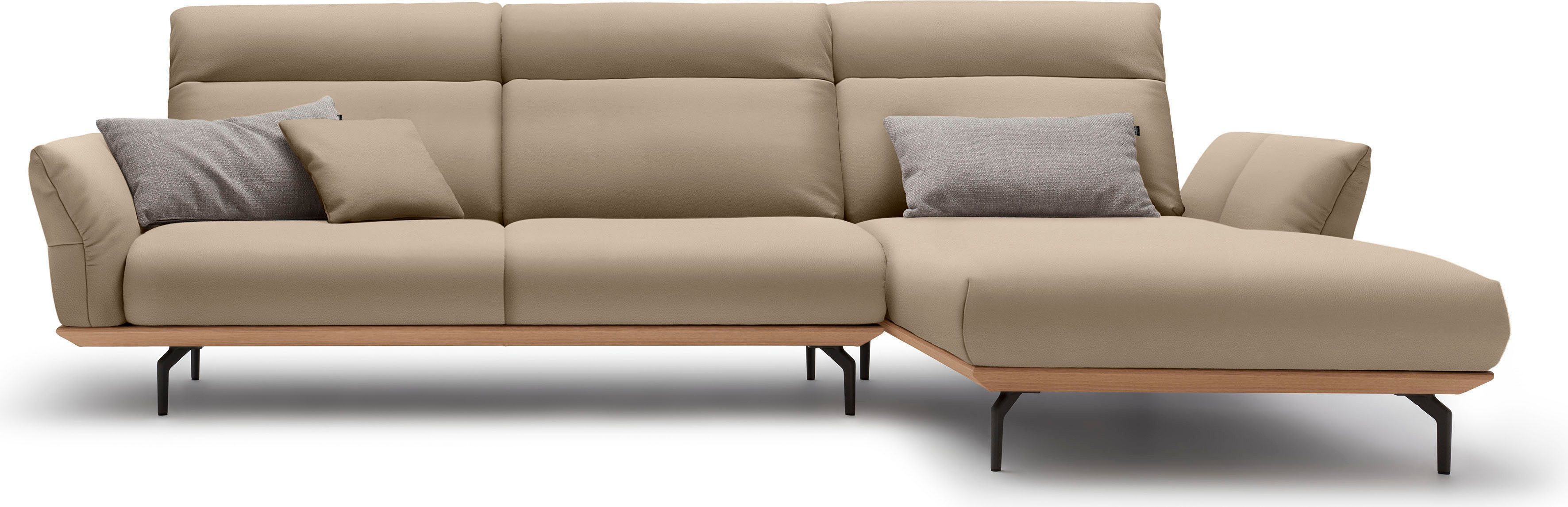 Creation BY ROLF BENZ Ecksofa CR.460 Design-Sofa, verstellbare Rückenlehne, L-Form, Sockel in Eiche, Winkelfüße in Umbragrau, Breite 318 cm