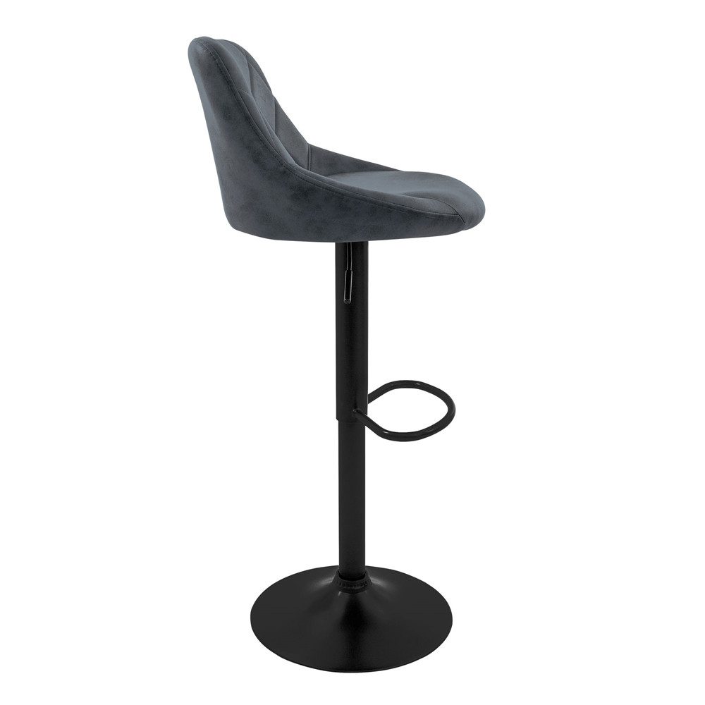 ML-DESIGN Barhocker Gepolsterter Barstuhl mit Rückenlehne und Fußstütze, 360° drehbar (2 St), Drehstuhl höhenverstellbar 62-82 cm 2er Set Anthrazit aus Kunstleder