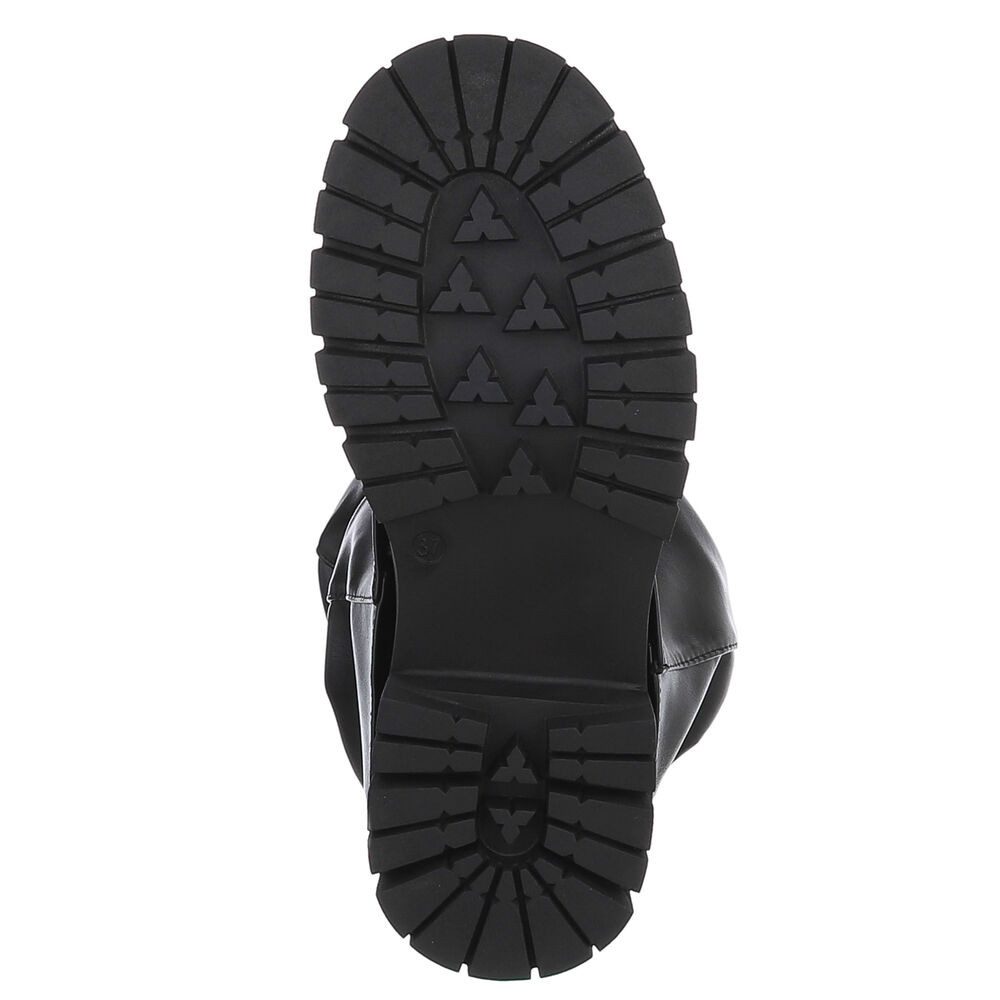 Ital-Design Damen Stiefel mit Profilsohle und Schnallen-Detail Westernstiefelette (92269012) Blockabsatz Stiefeletten in Schwarz