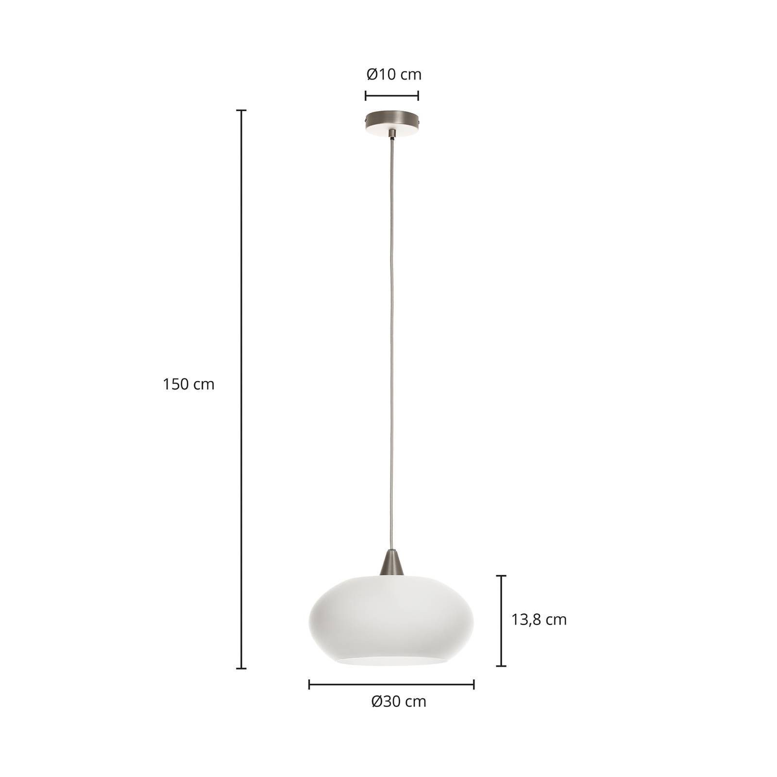 nicht dimmbar, Glas, weiß, Design-Hängeleuchte flammig, E27, inklusive, Lucande 1 Leuchtmittel Hängeleuchte Stahl, Design, Sharvil,