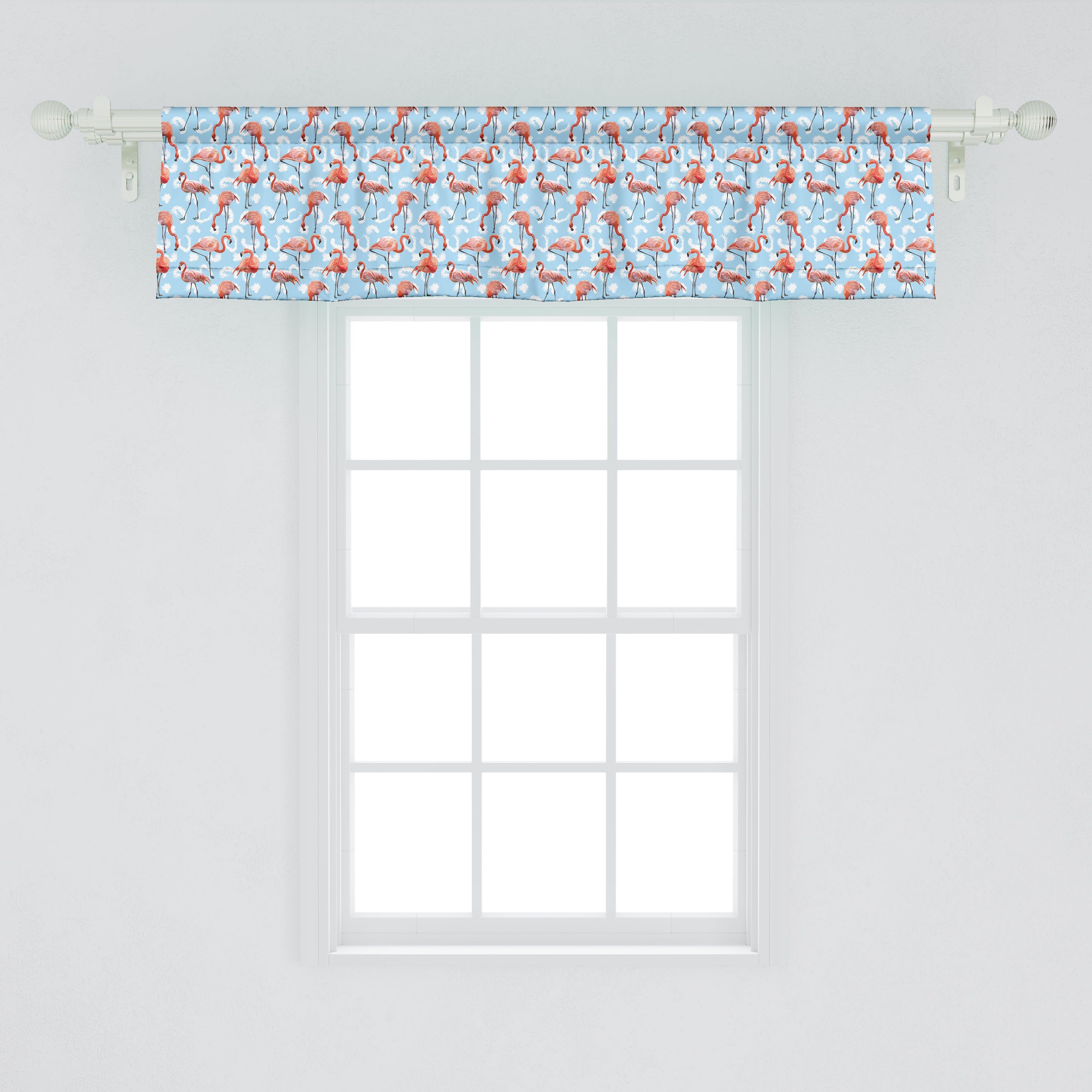 Scheibengardine Vorhang Volant Exotische Schlafzimmer Küche Dekor mit Flamingo Abakuhaus, Langbeinige für Stangentasche, Tiere Microfaser